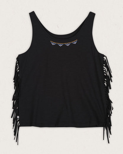 Poppy Recycled Cotton Tassel Vest - Black