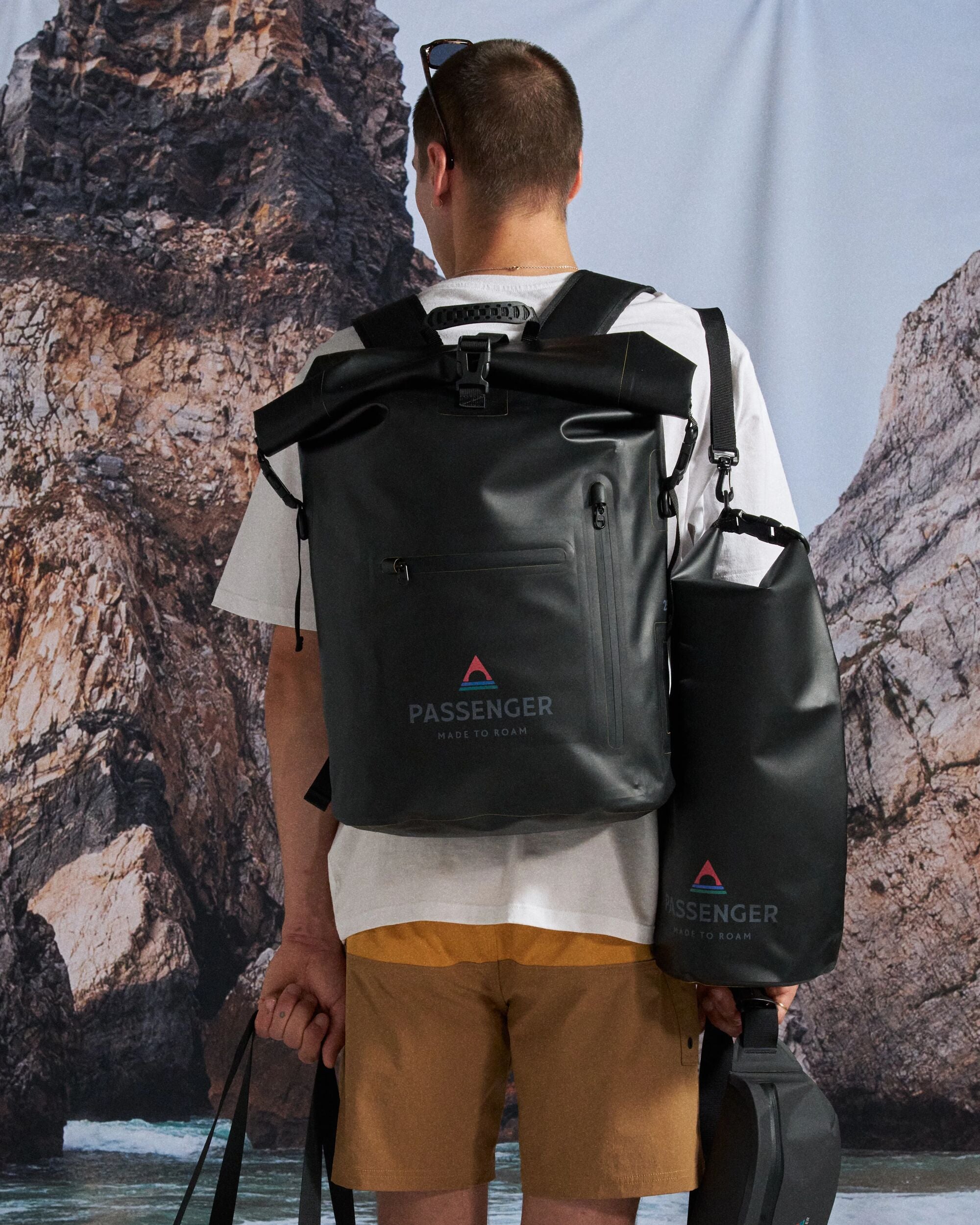 Tide 25L Dry Bag Backpack - Black - Studio Model - Male