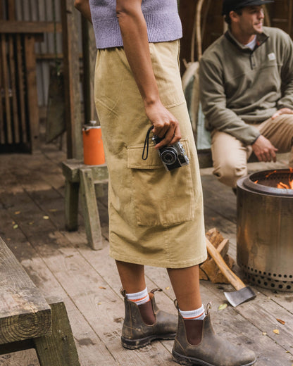 Avian Cord Maxi Skirt - Biscuit - Lifestyle