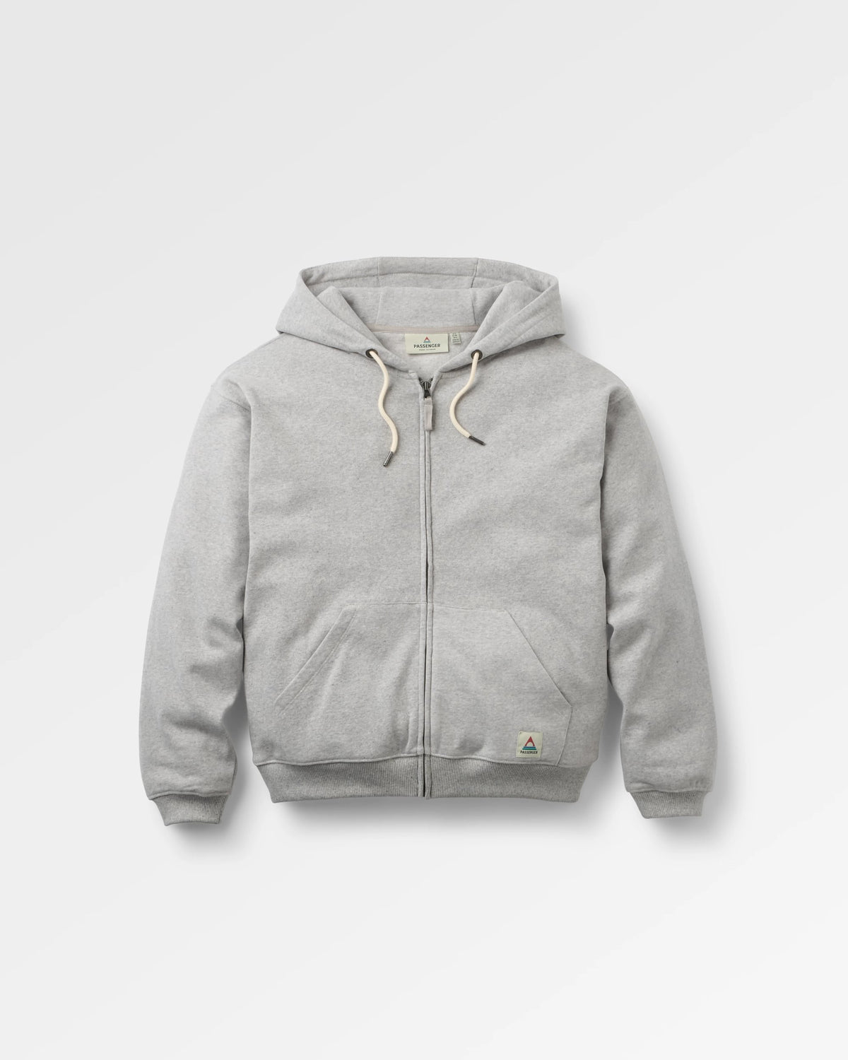 Heritage Relaxed Fit Full Zip Hoodie - Grey Marl - Flatlay