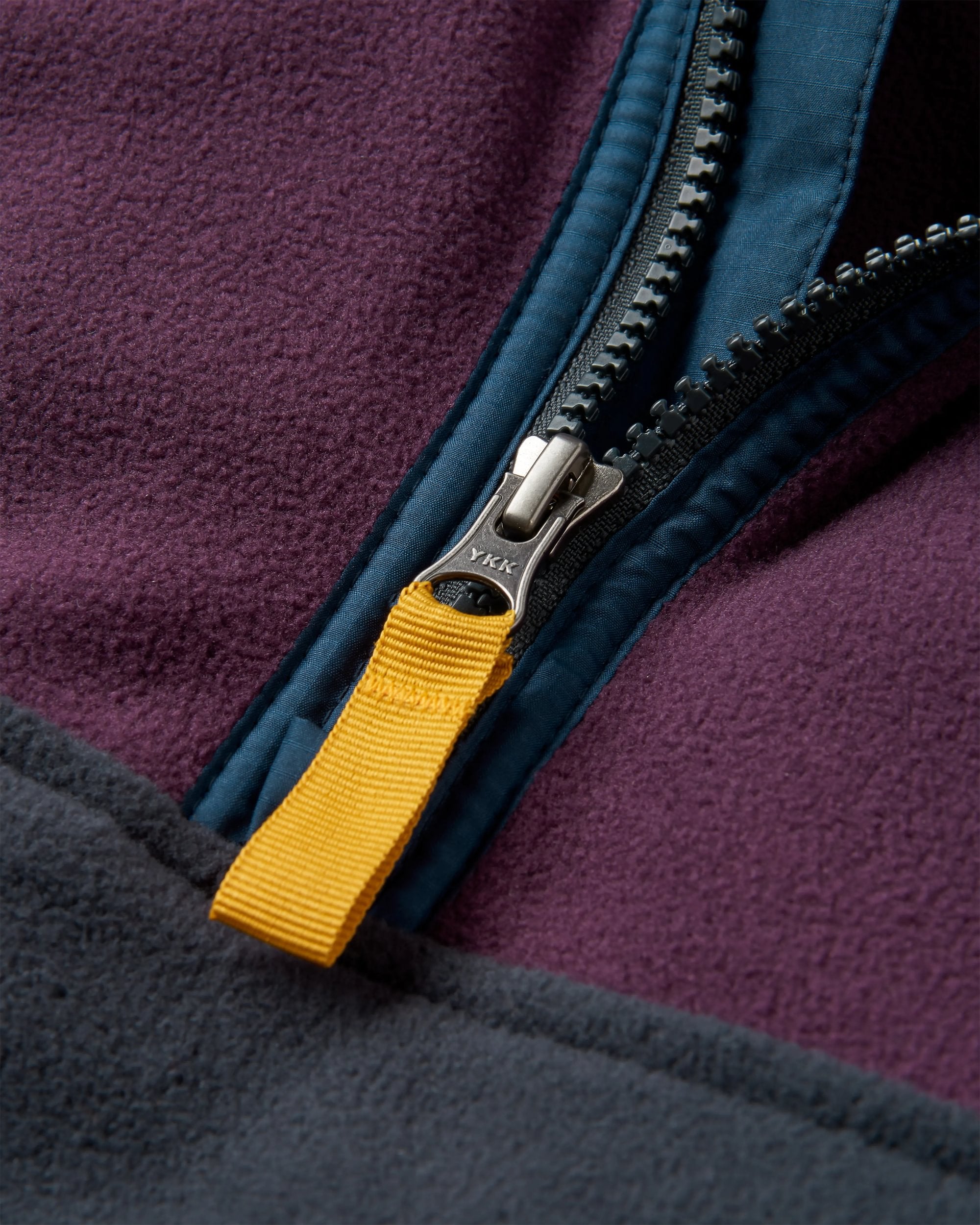 Set Off Recycled Polar 1/4 Zip Fleece - Deep Plum/Charcoal - Flatlay