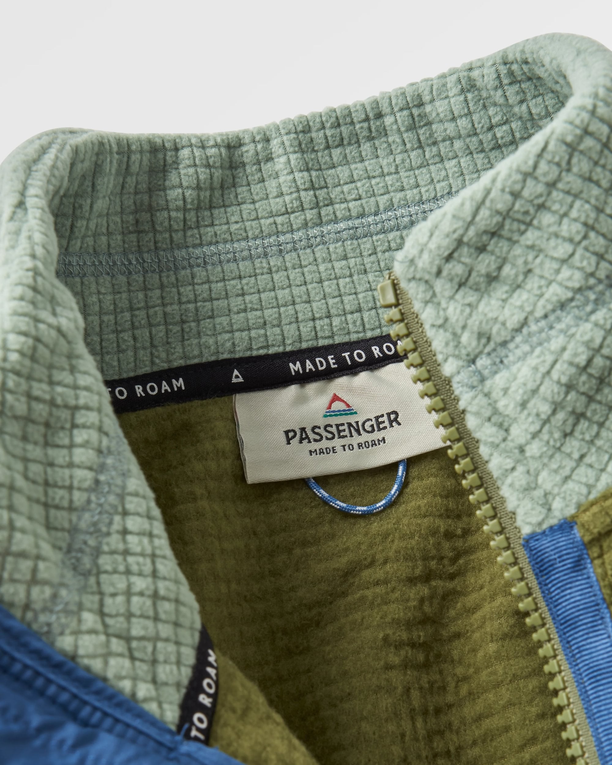 Overlook Recycled Grid Polar Fleece - Khaki/Pistachio - Flatlay
