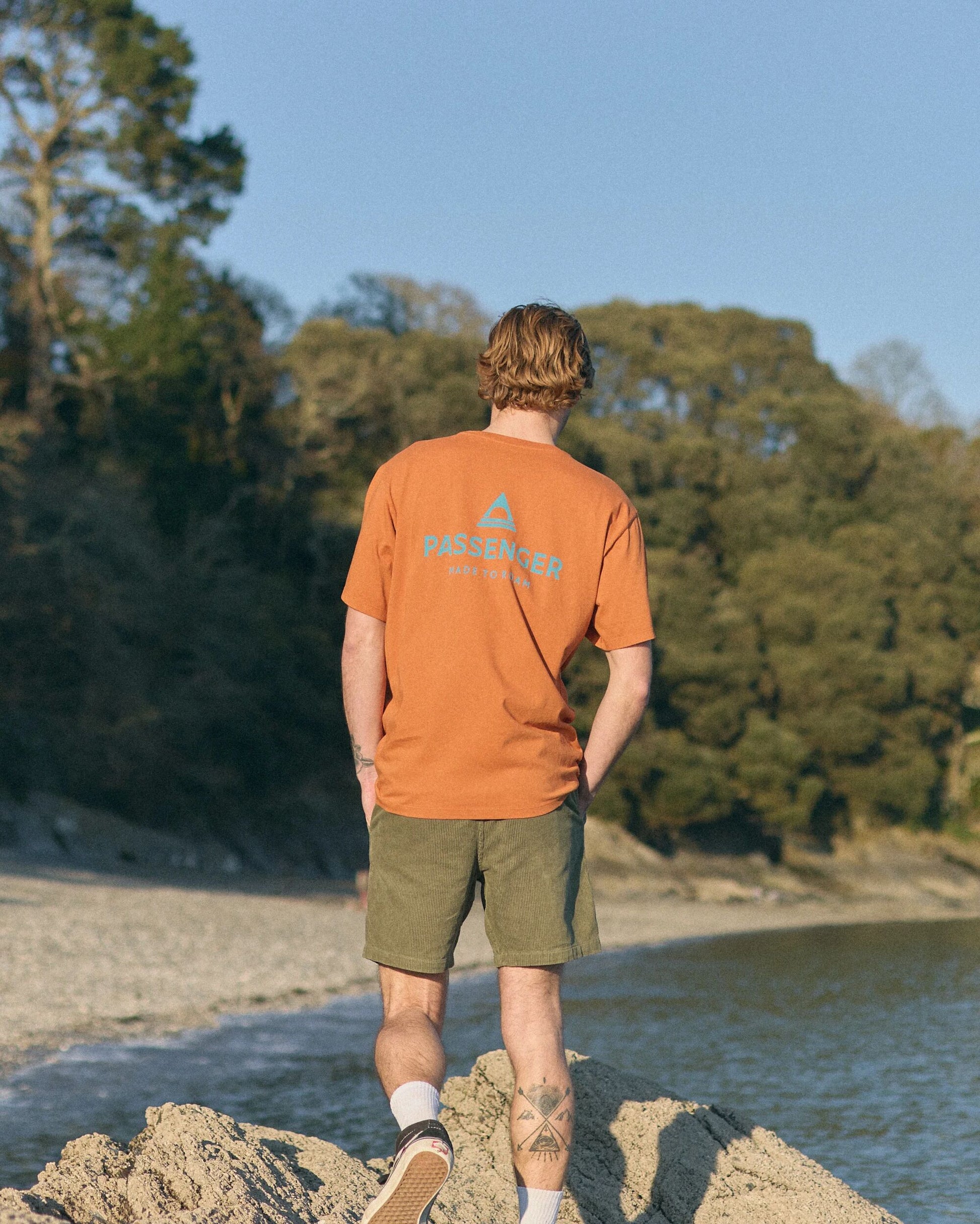 Passenger Recycled Cotton T-Shirt - Sunset Orange - Lifestyle