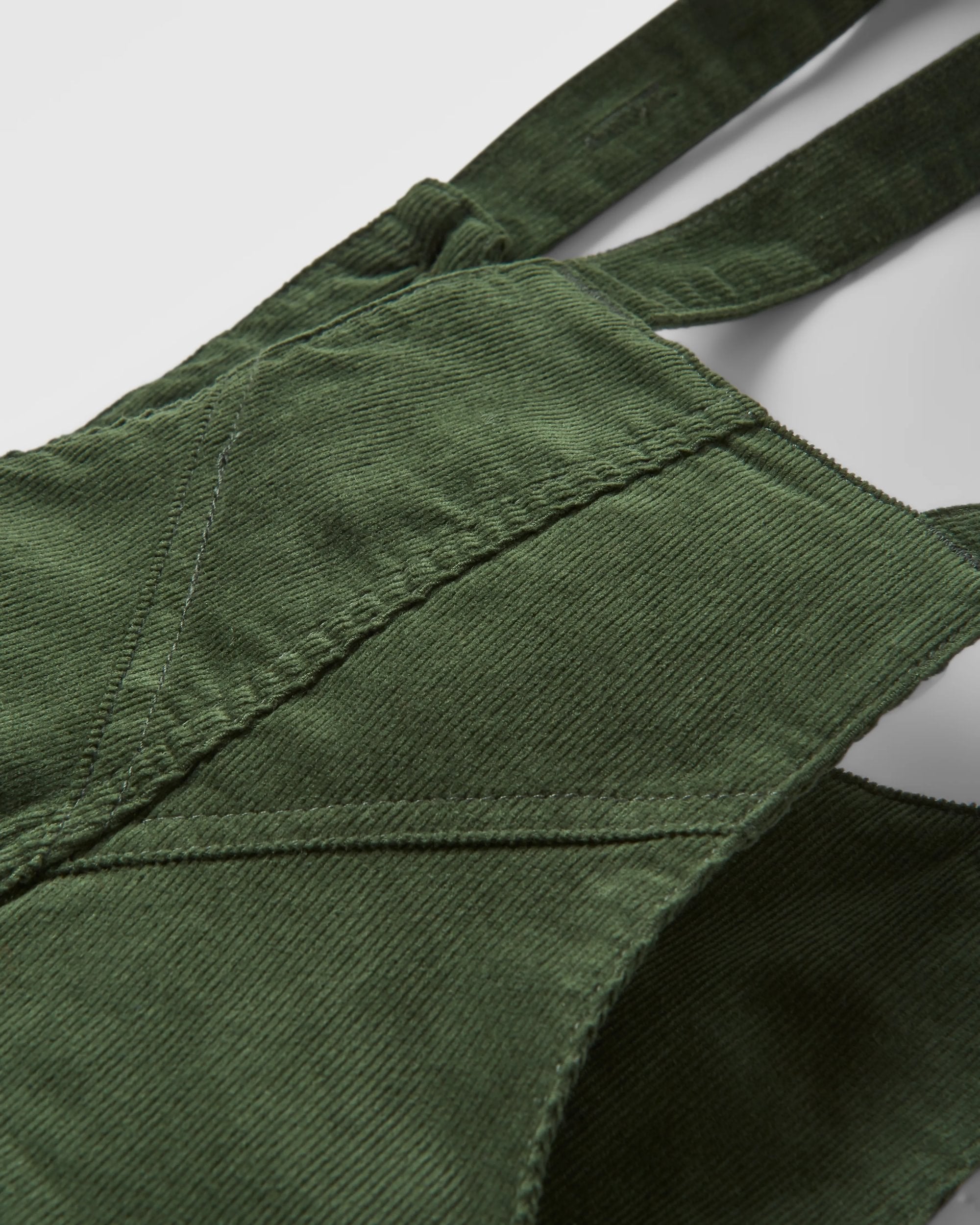 Meadows Organic Cotton Cord Dungarees - Fir Tree - Flatlay