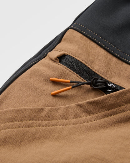 Ridescape Women's Active Short - Caramel Brown - Flatlay