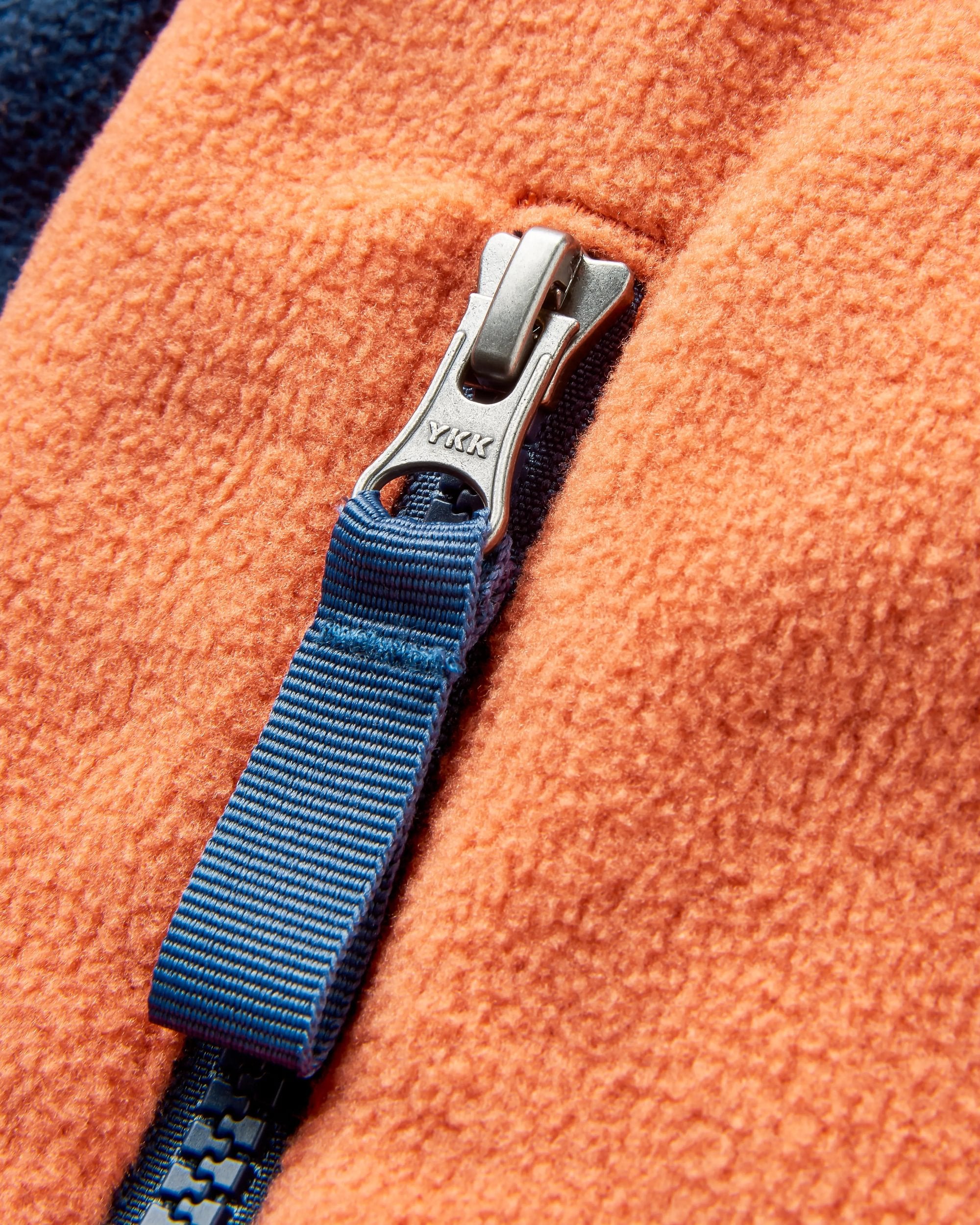 Set Off Recycled Polar 1/4 Zip Fleece - Rich Navy/ Burnt Orange - Flatlay