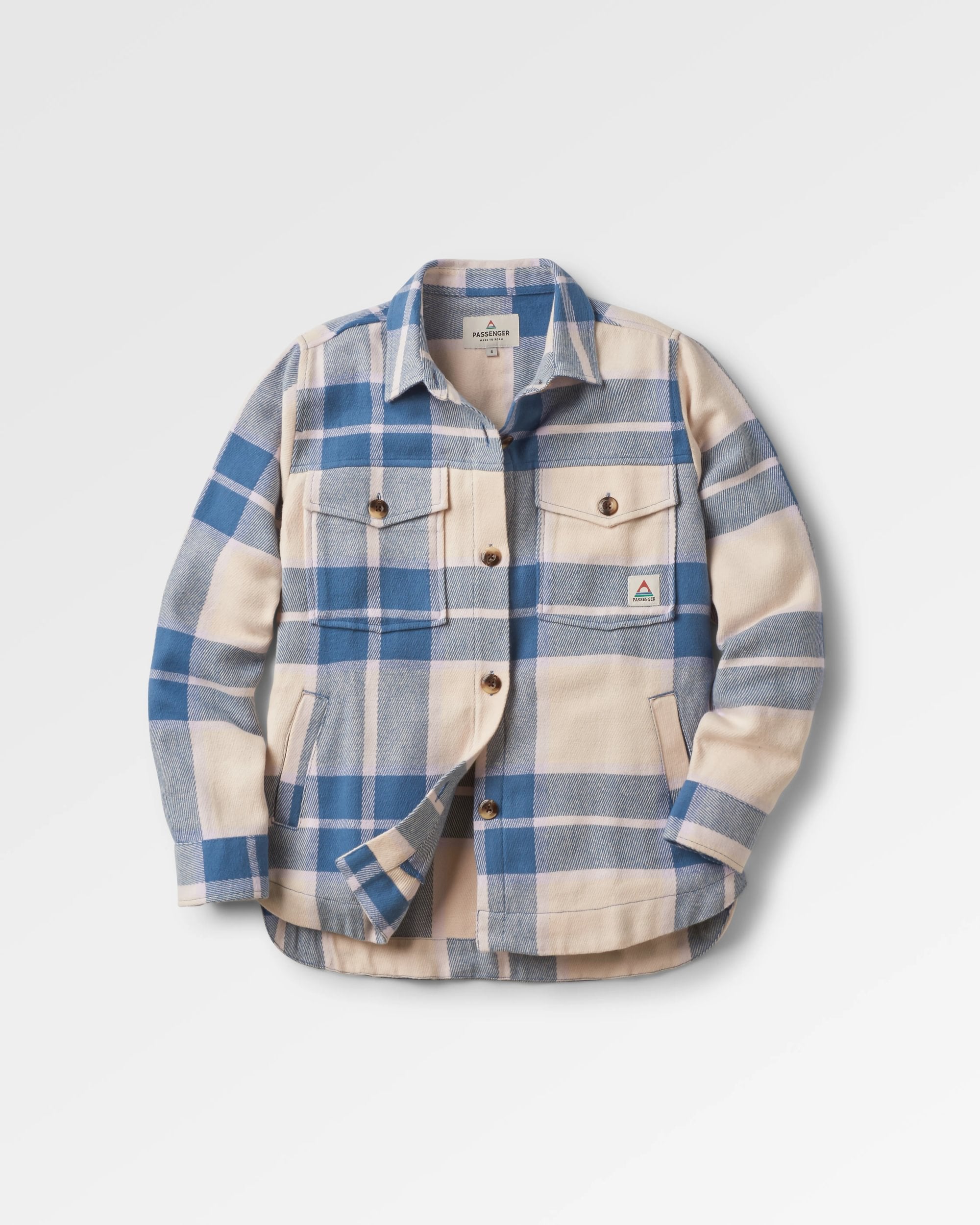 Stella Organic Cotton LS Shirt - Provincial Blue Check - Flatlay