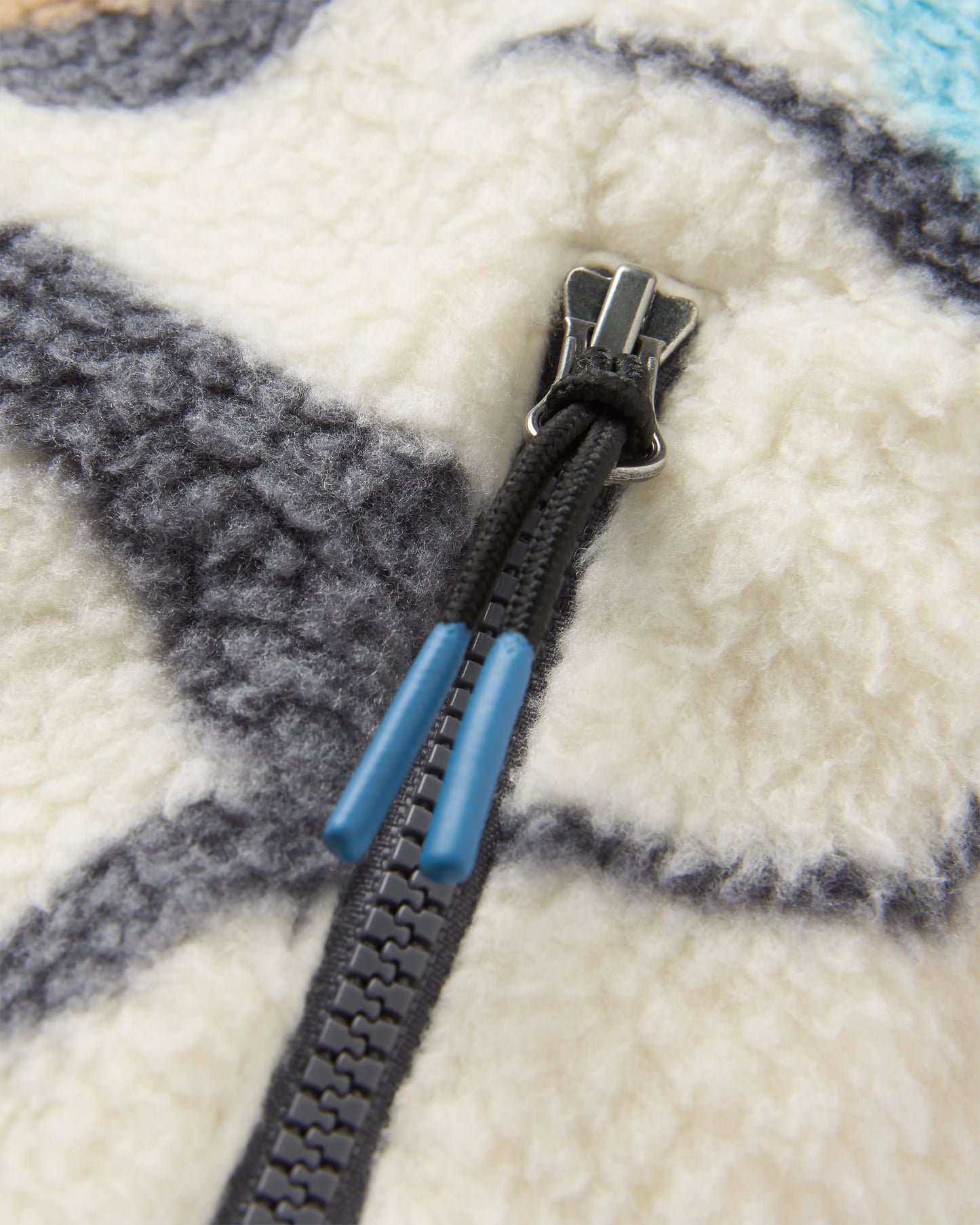 Fairbanks Full Zip Recycled Sherpa Gilet - Abstract Trails Off White - Flatlay