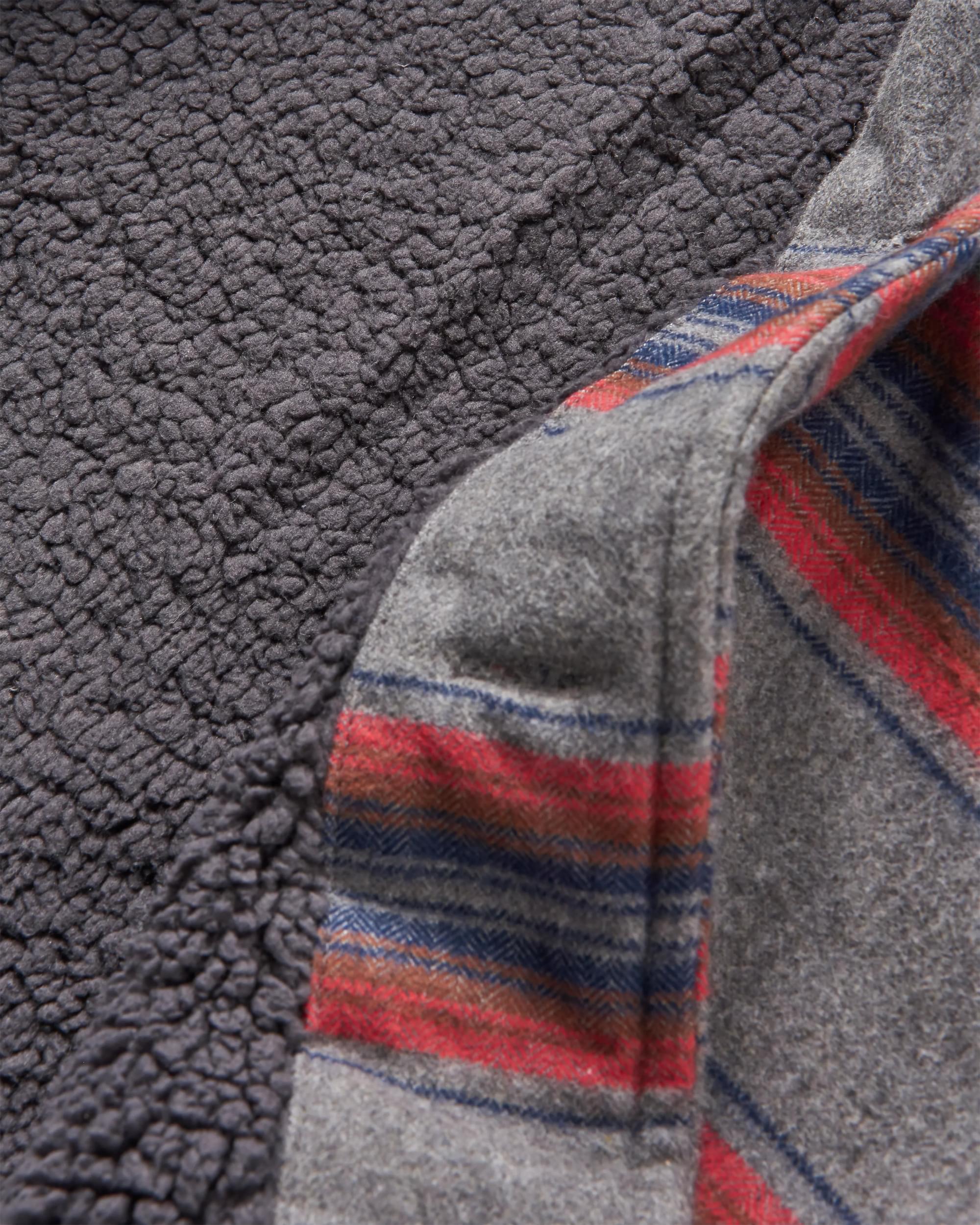 Freestyle Sherpa-Lined Overshirt - Grey Marl Stripe - Flatlay