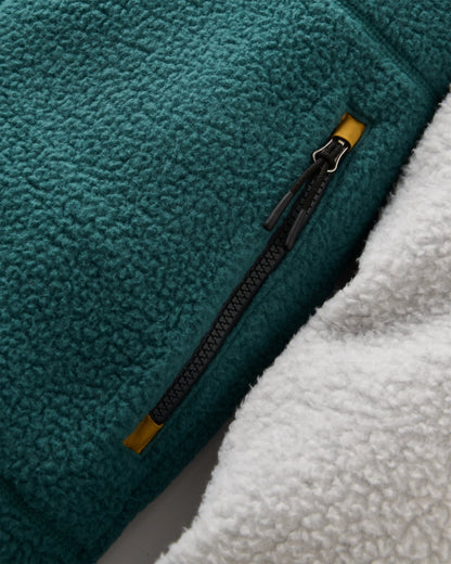 Offgrid 1/2 Zip Sherpa Fleece - Grey Marl/Deep Ocean - Flatlay