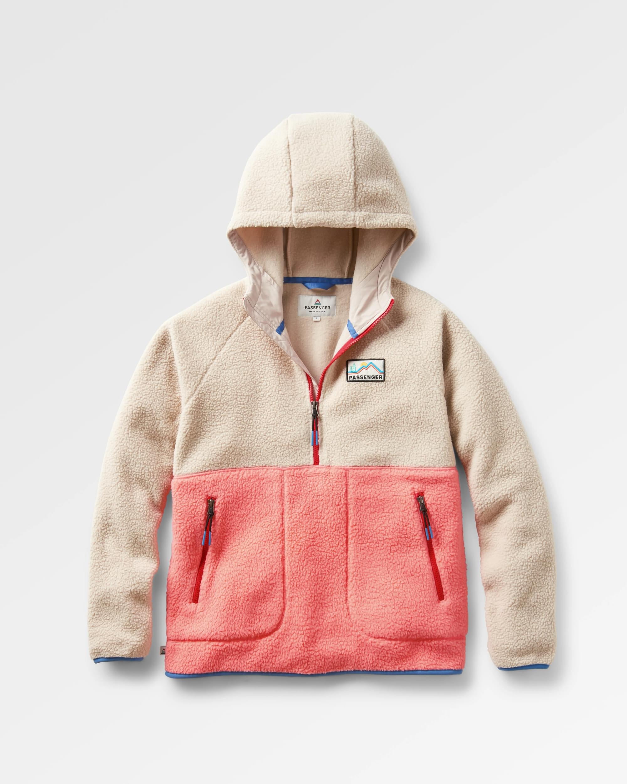 Maine 1/2 Zip Recycled Sherpa Fleece - Shell Pink - Flatlay
