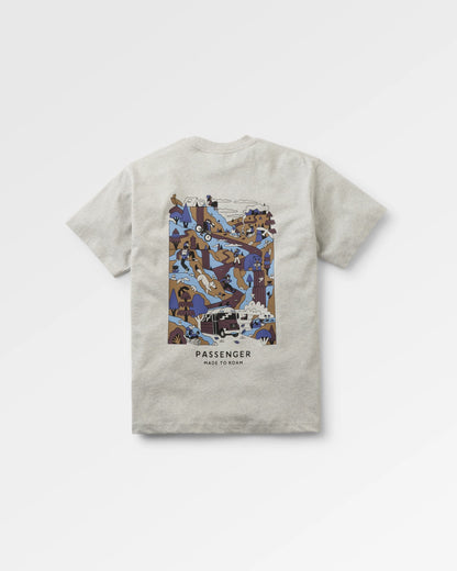 Slower Rhythms Relaxed Fit T-Shirt - Grey Marl - Flatlay