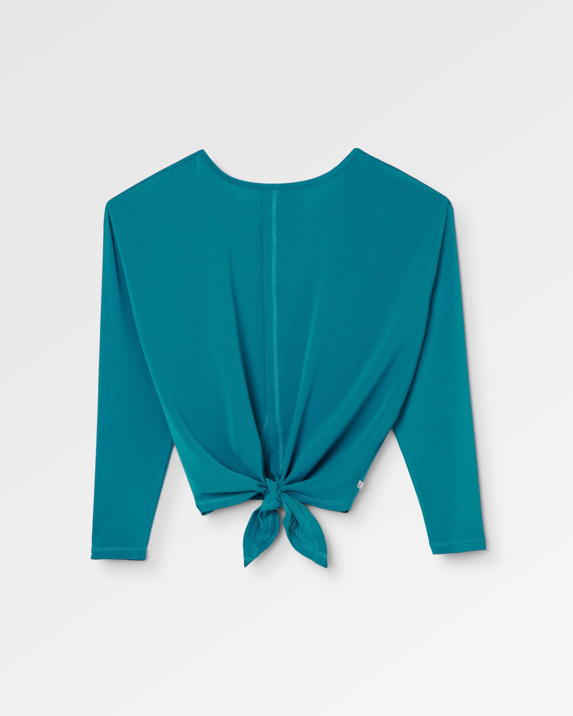 Chakra Tie Back Active LS Recycled T-Shirt - Blue Steel - Flatlay