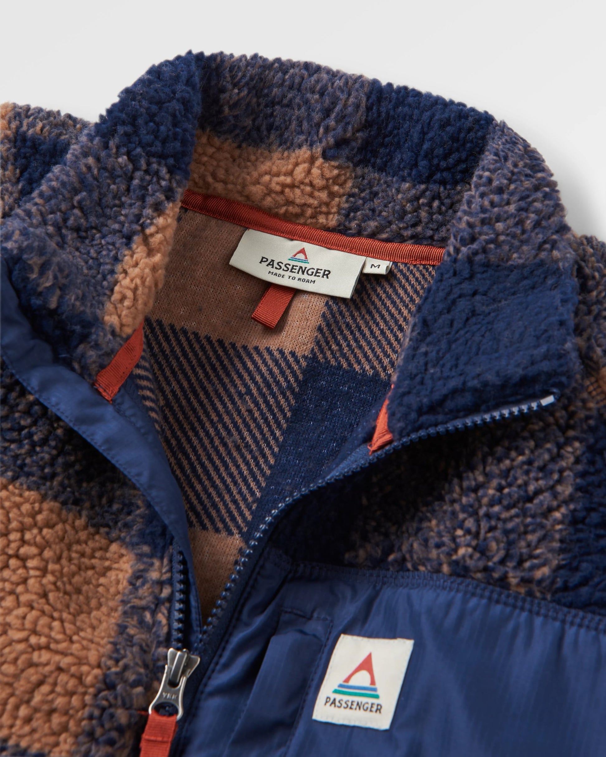 Offroad Recycled Sherpa 1/2 Zip Fleece - Toffee/Rich Navy Buffalo