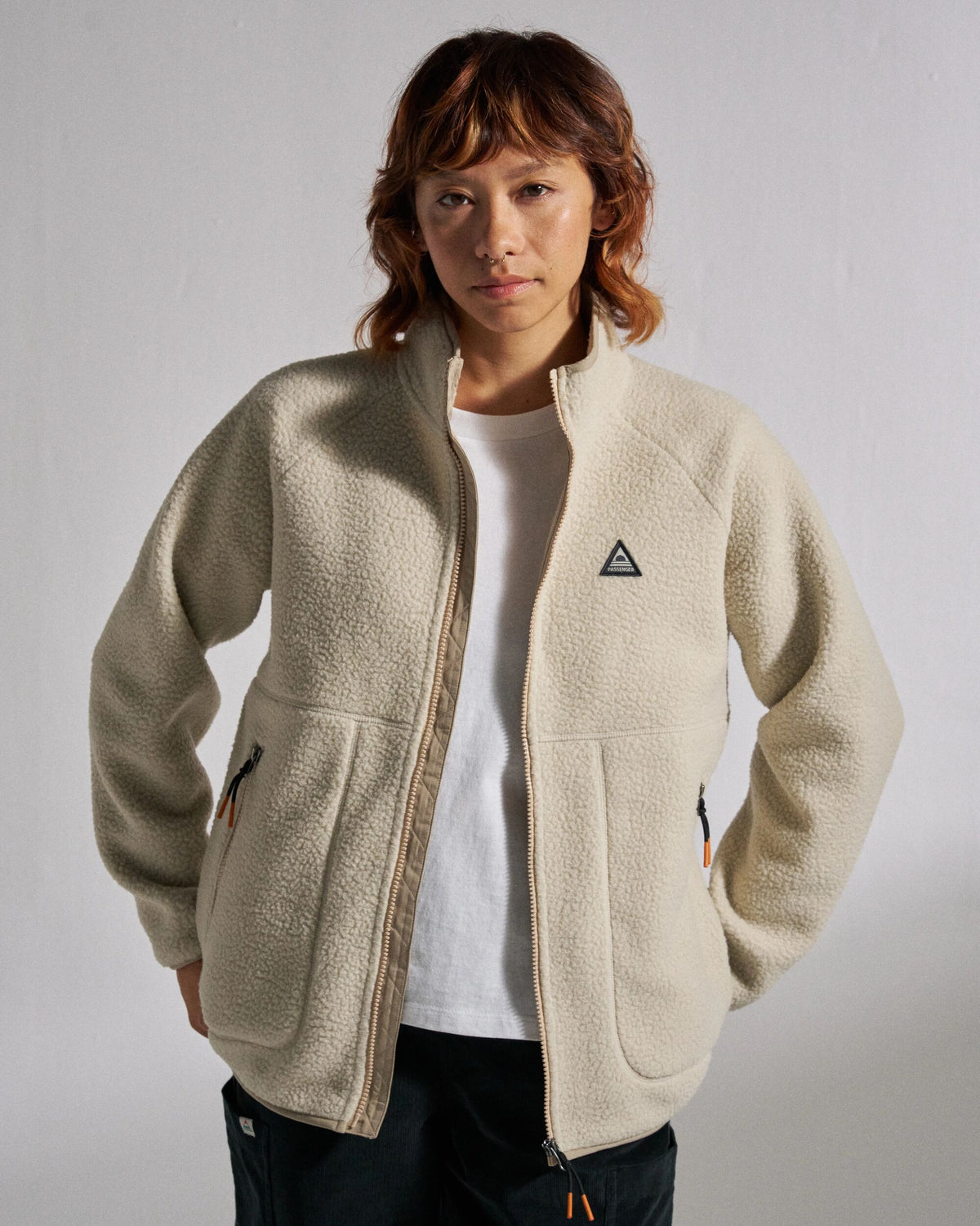 Home Full Zip Sherpa Fleece - Oatmeal - Studio Model
