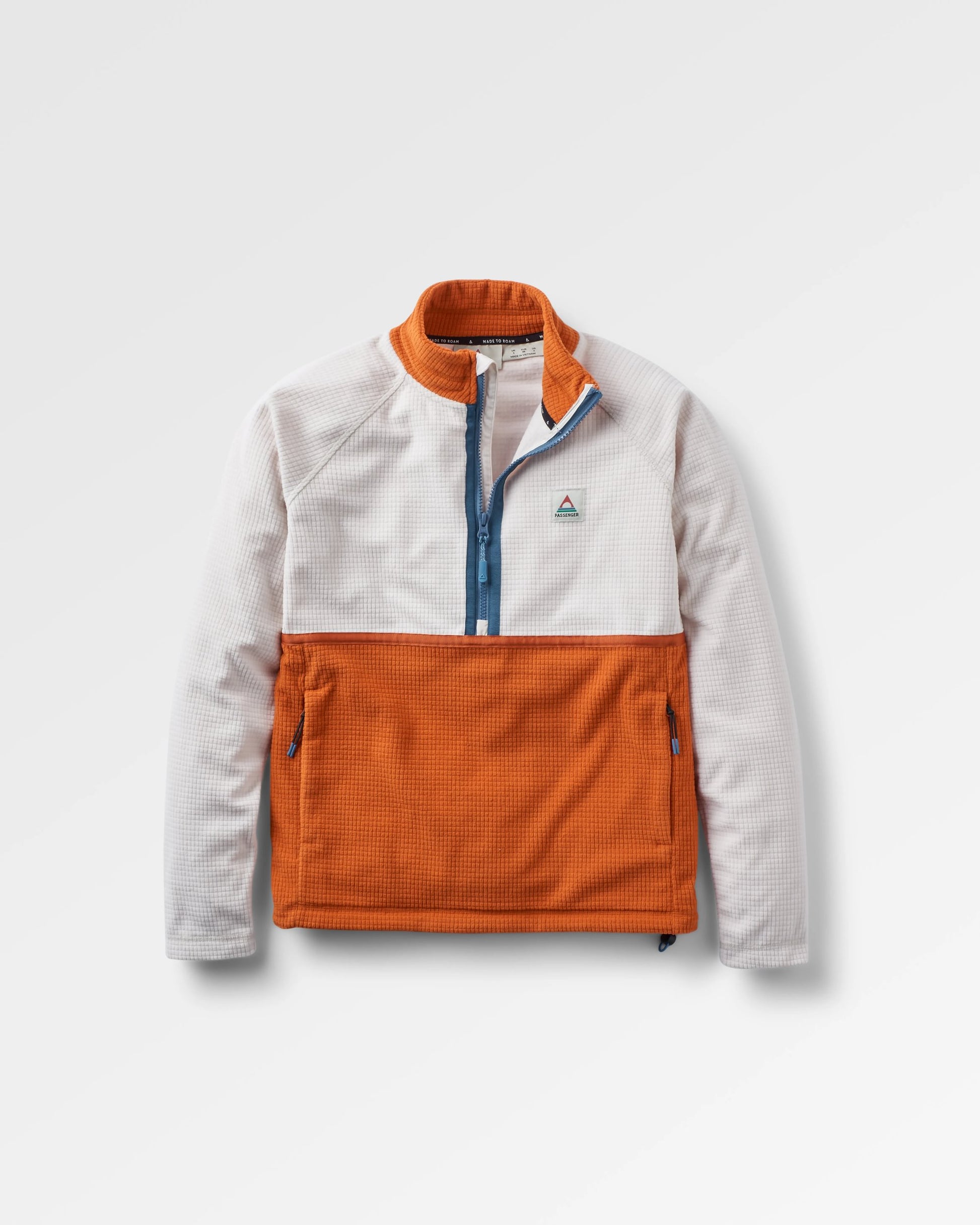 Off Trail Recycled Grid Polar Fleece - Birch/Sunset Orange