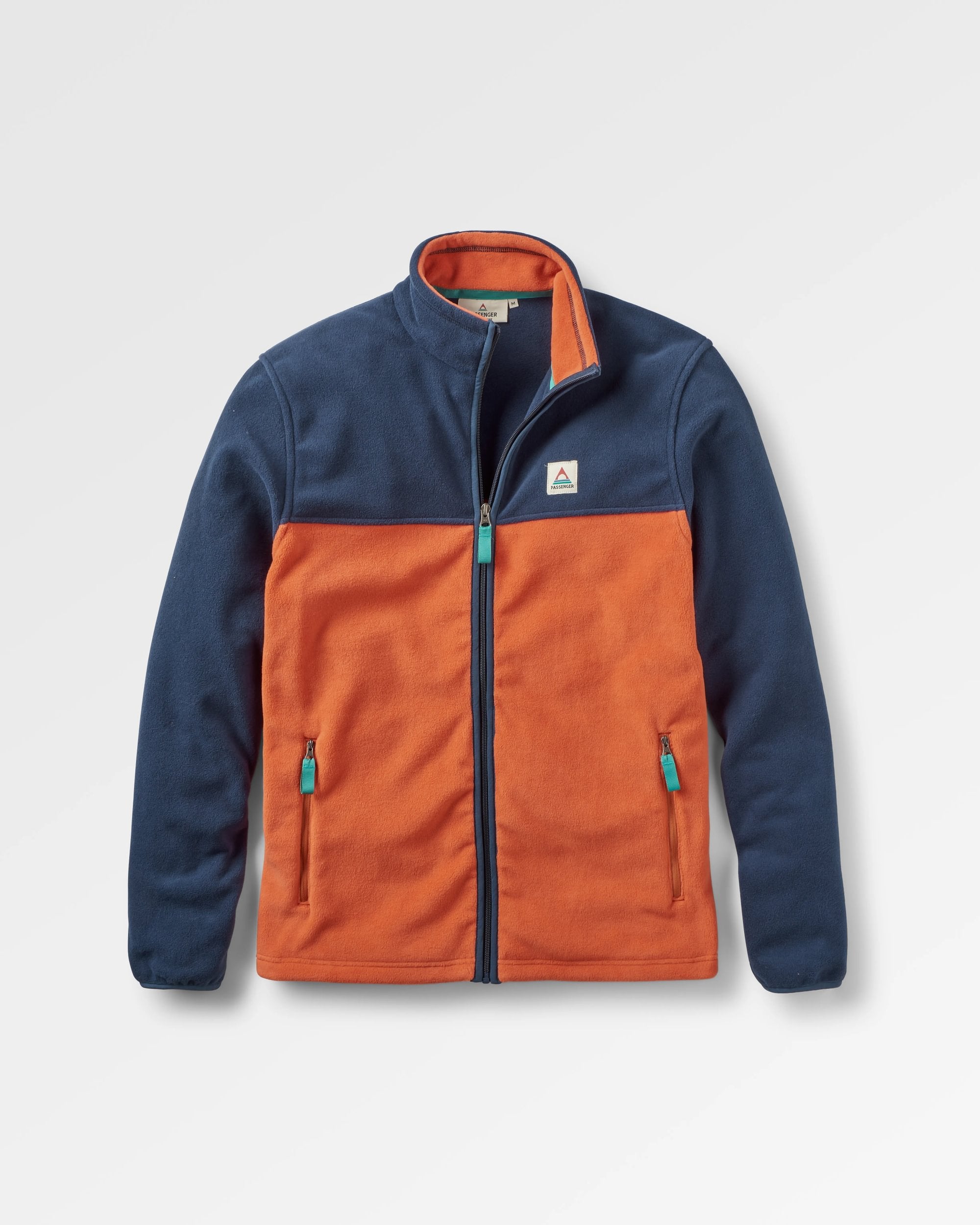 Ridge 2.0 Full Zip Recycled Polar Fleece - Rich Navy/ Burnt Orange - Flatlay