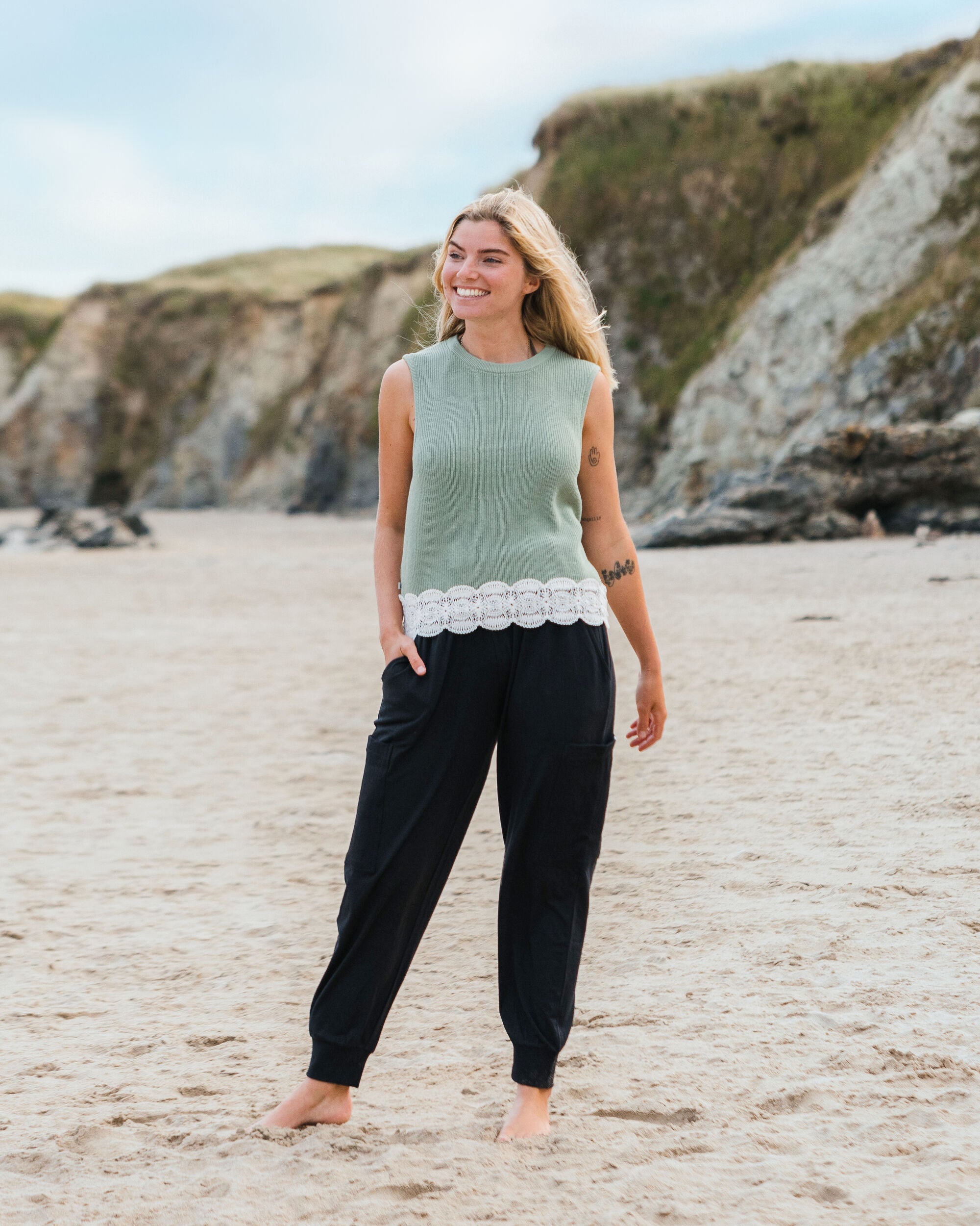 Vintage Organic Knitted Vest - Pistachio - 