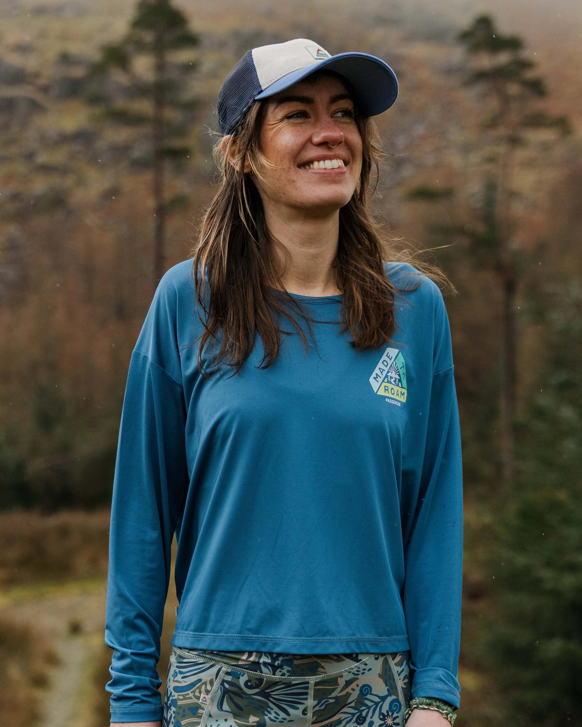 Chakra Tie Back Active LS Recycled T-Shirt - Blue Steel - Lifestyle