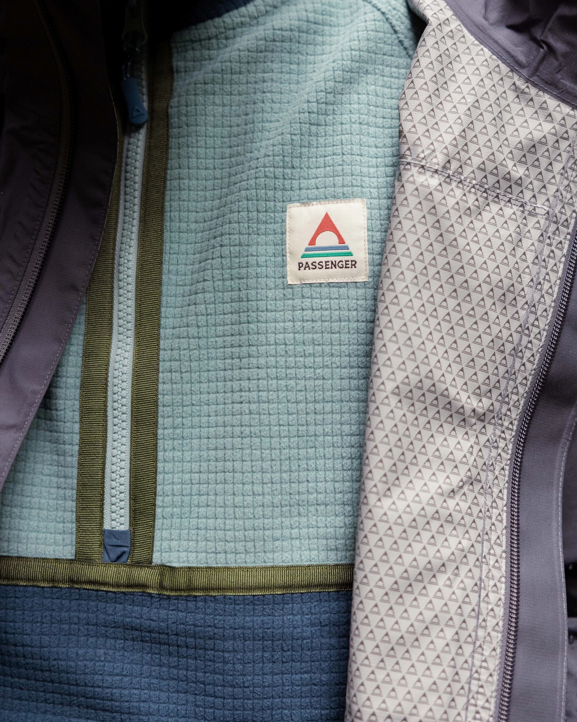 Overlook Recycled Grid Polar Fleece - Arctic/Dark Denim - Lifestyle