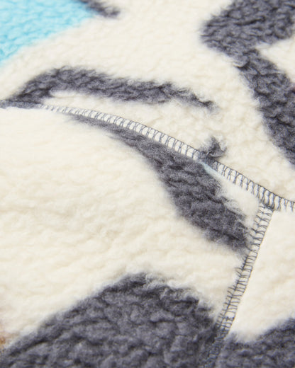 Fairbanks Full Zip Recycled Sherpa Gilet - Abstract Trails Off White - Flatlay