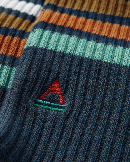 Organic Midweight Crew Socks - Rich Navy - Flatlay