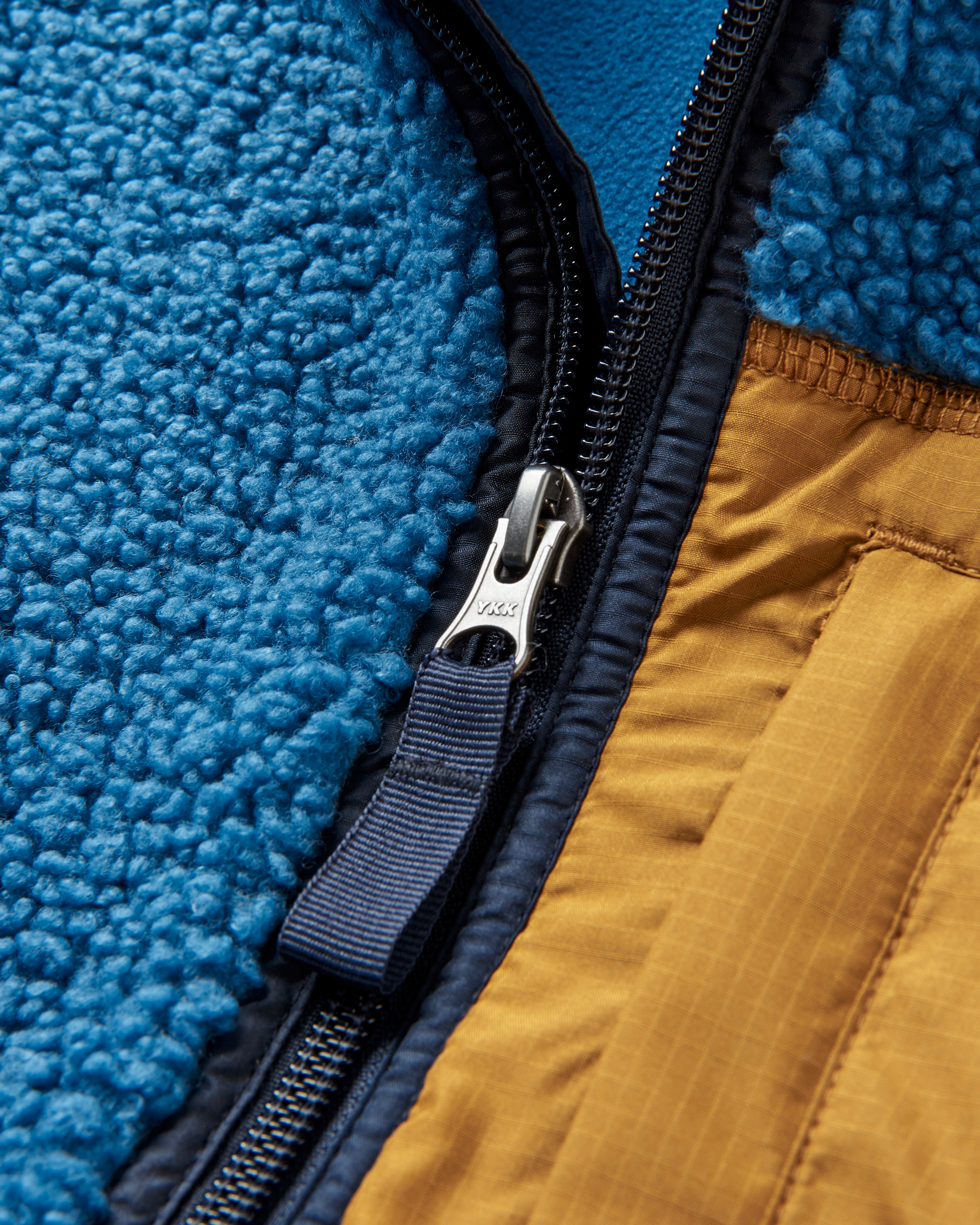 Born Explorer Recycled Polar-Lined Sherpa Vest - Blue Steel - Flatlay