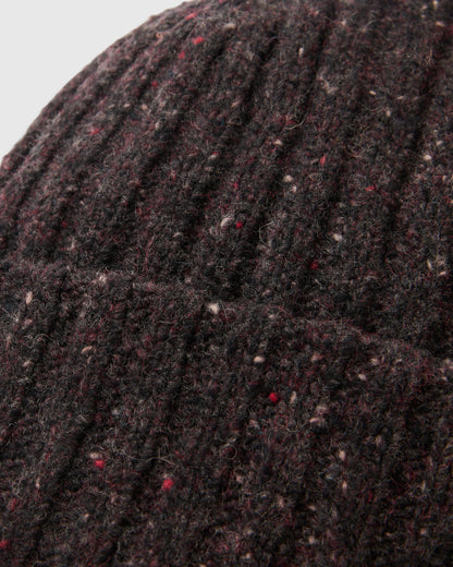 Fisherman Merino Wool Beanie - Black/Red - Flatlay