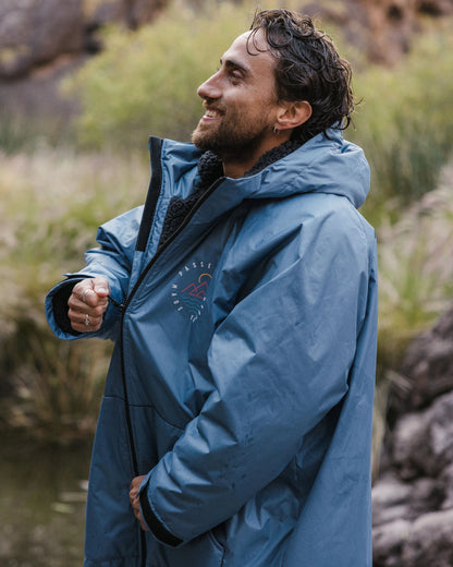 Escapism Recycled Sherpa Lined Changing Robe - Moonlight Blue - Lifestyle