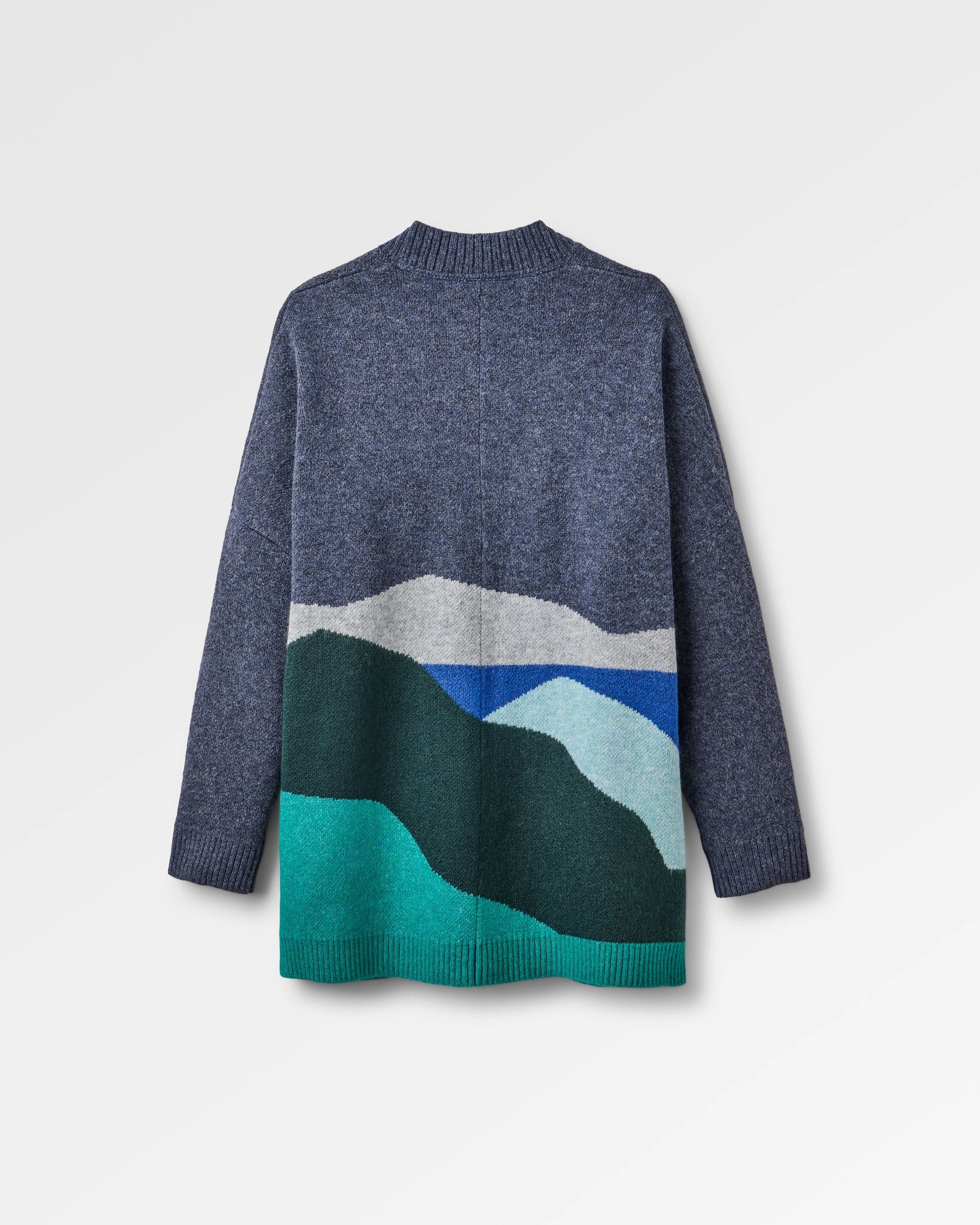 Scenic Recycled Long Knitted Cardigan - Scenic Rich Navy - Flatlay