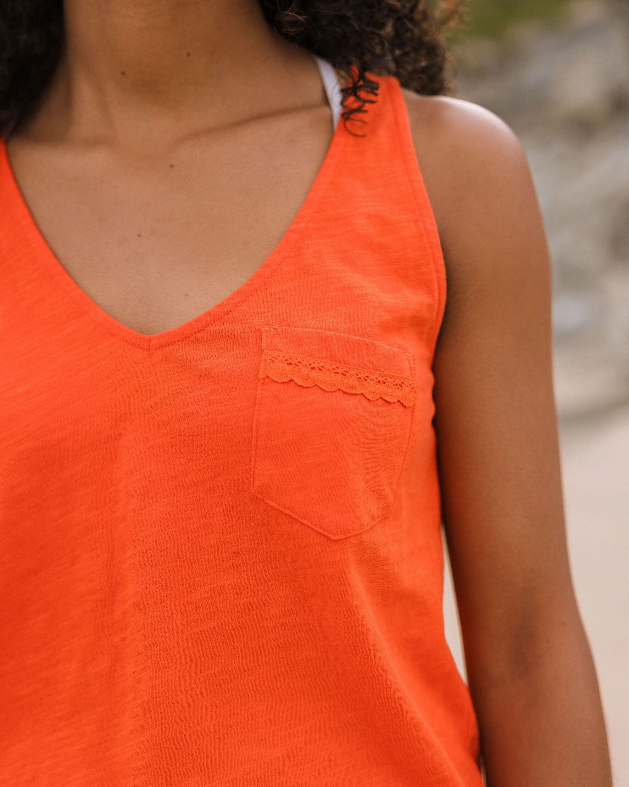 Rivergate Recycled Cotton Top - Ember Orange - Lifestyle