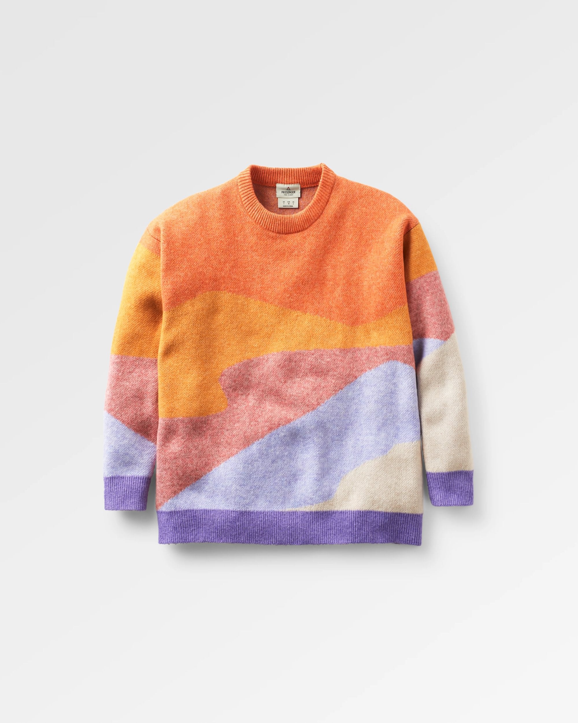 Scenic Recycled Knitted Jumper - Scenic Sunrise Orange - Flatlay