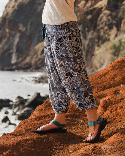 Daylily Loose Trouser - Vintage Patchwork Navy