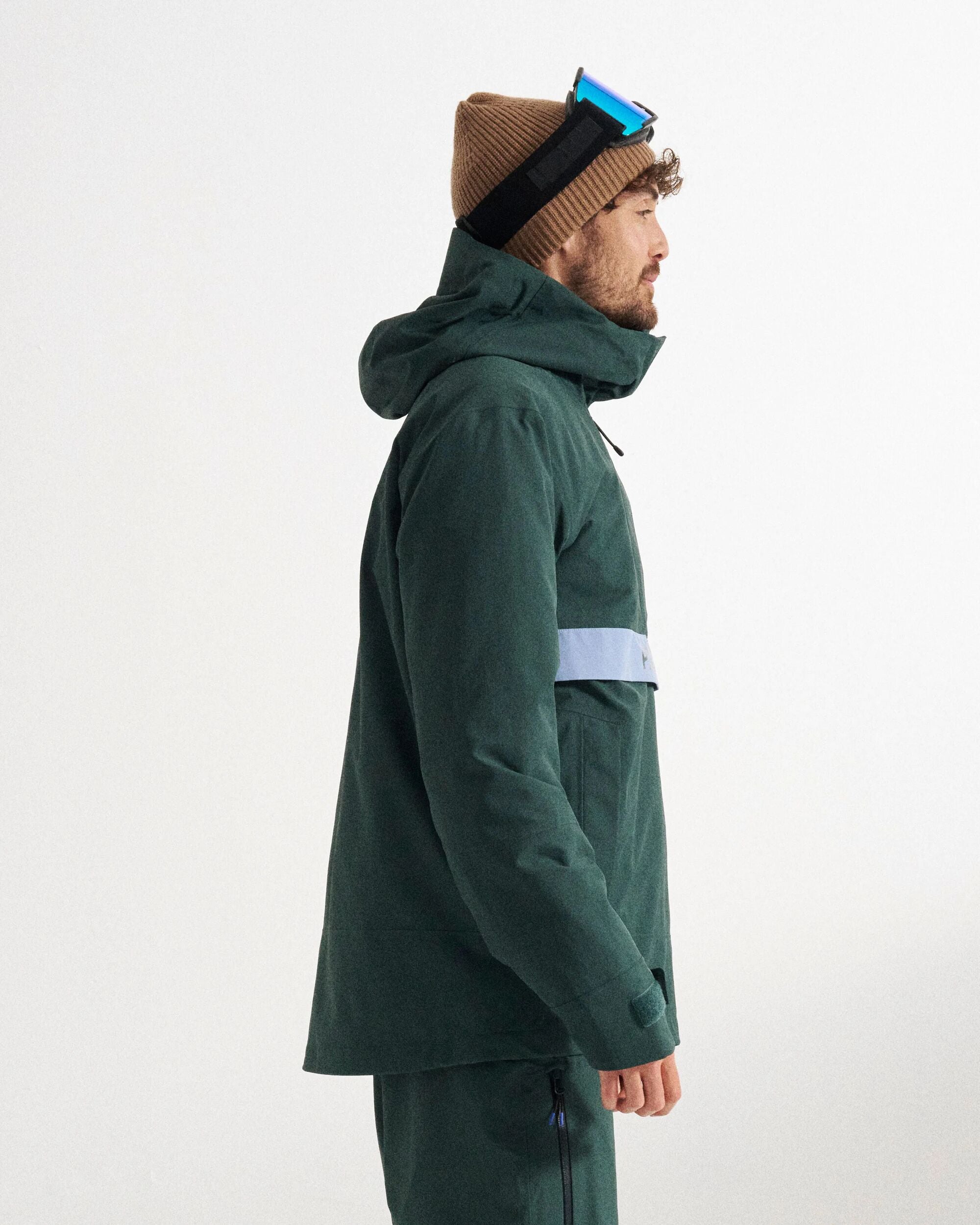 Snowscape Men's Recycled Anorak - Dark Fern  - Studio Model