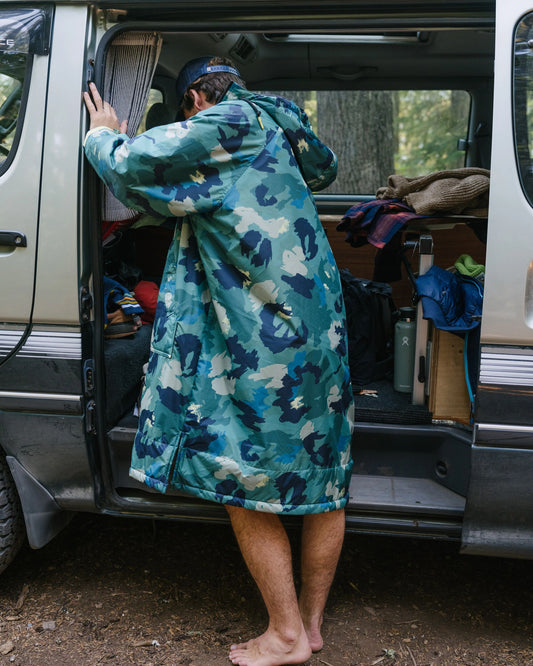 Waves Recycled Sherpa Lined Changing Robe - Alpine Camo Rain Forest - Lifestyle - Male