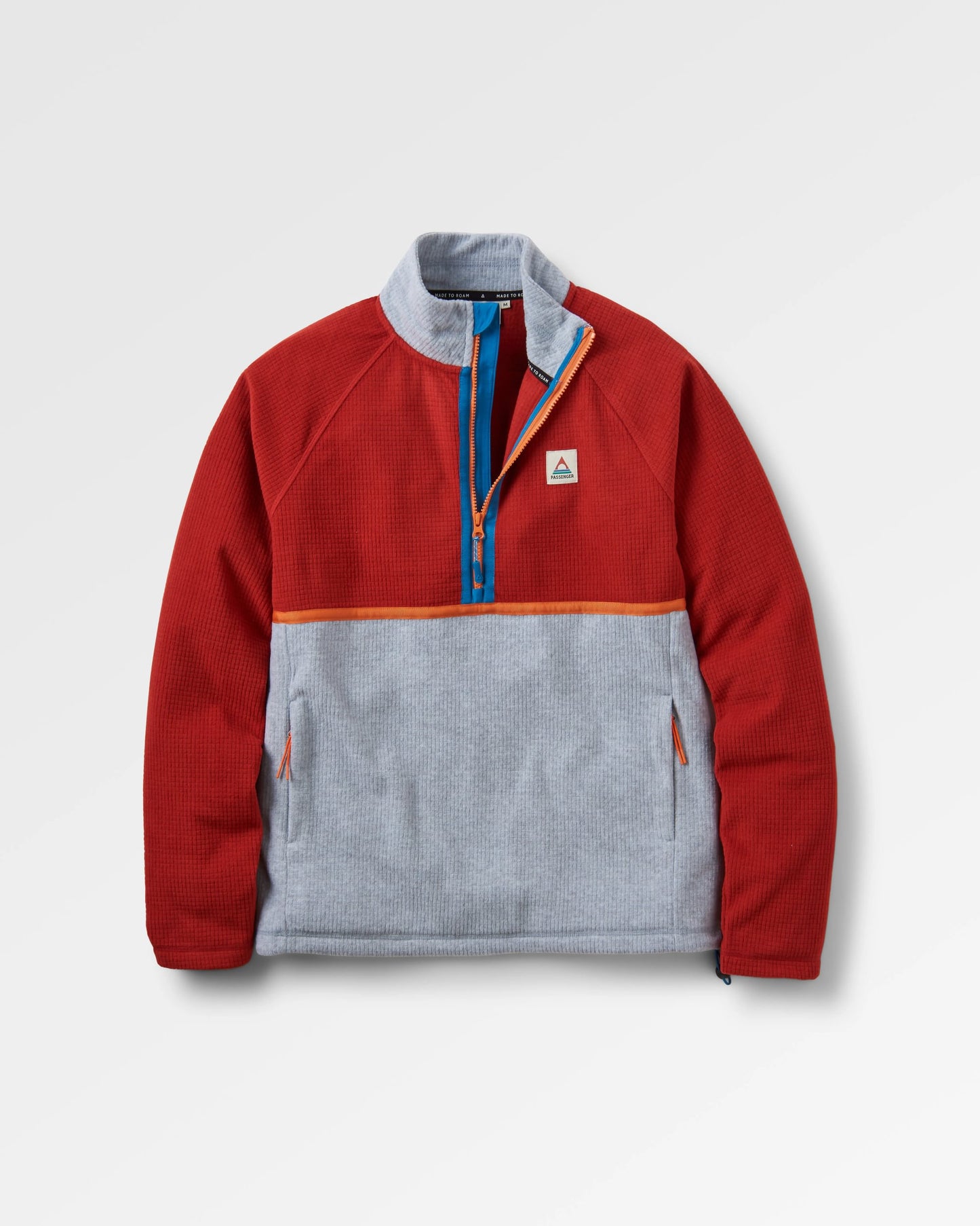 Overlook Recycled Grid Polar Fleece - Red Ochre/Grey Marl