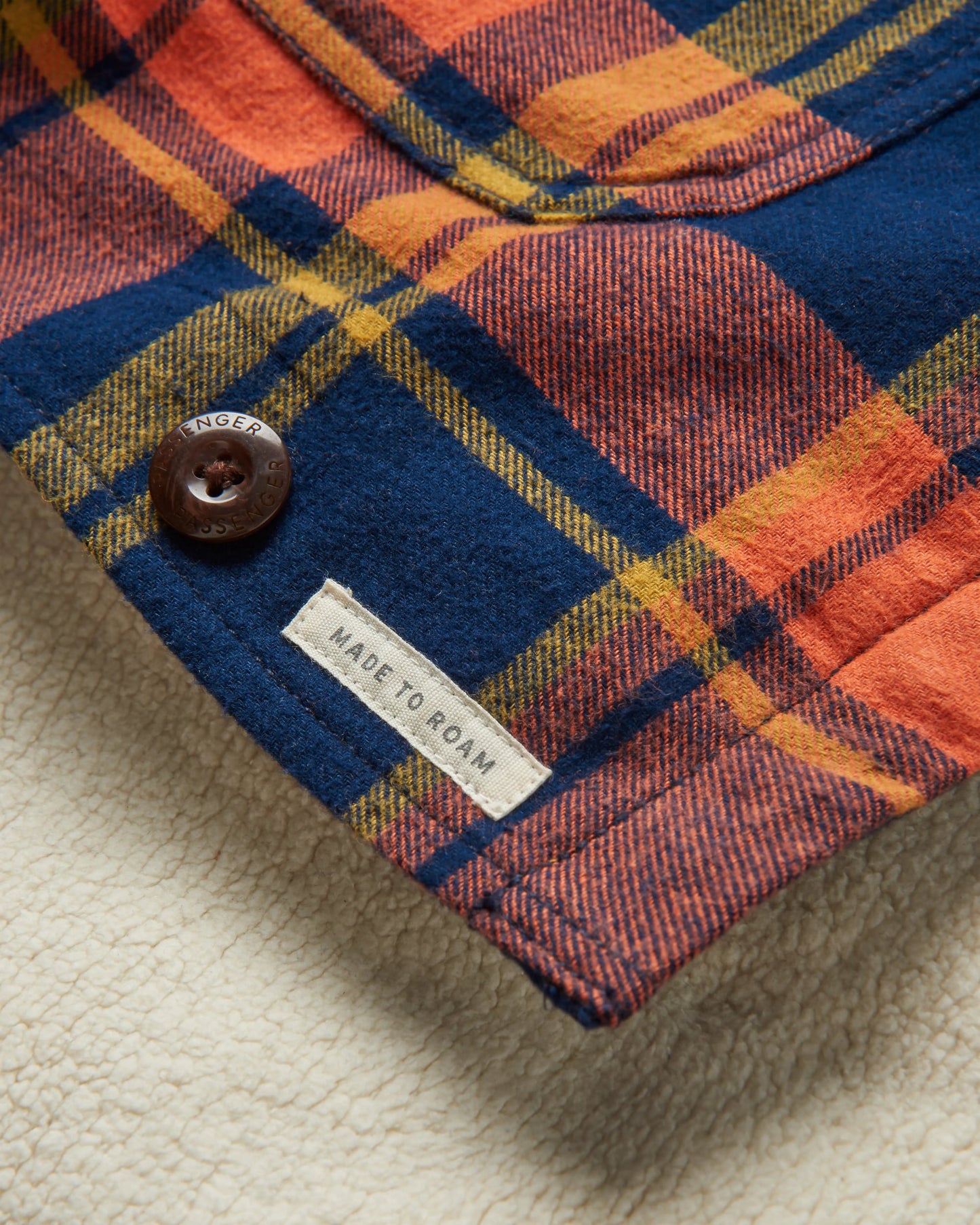 Flint Organic Cotton Overshirt - Rich Navy/Burnt Orange