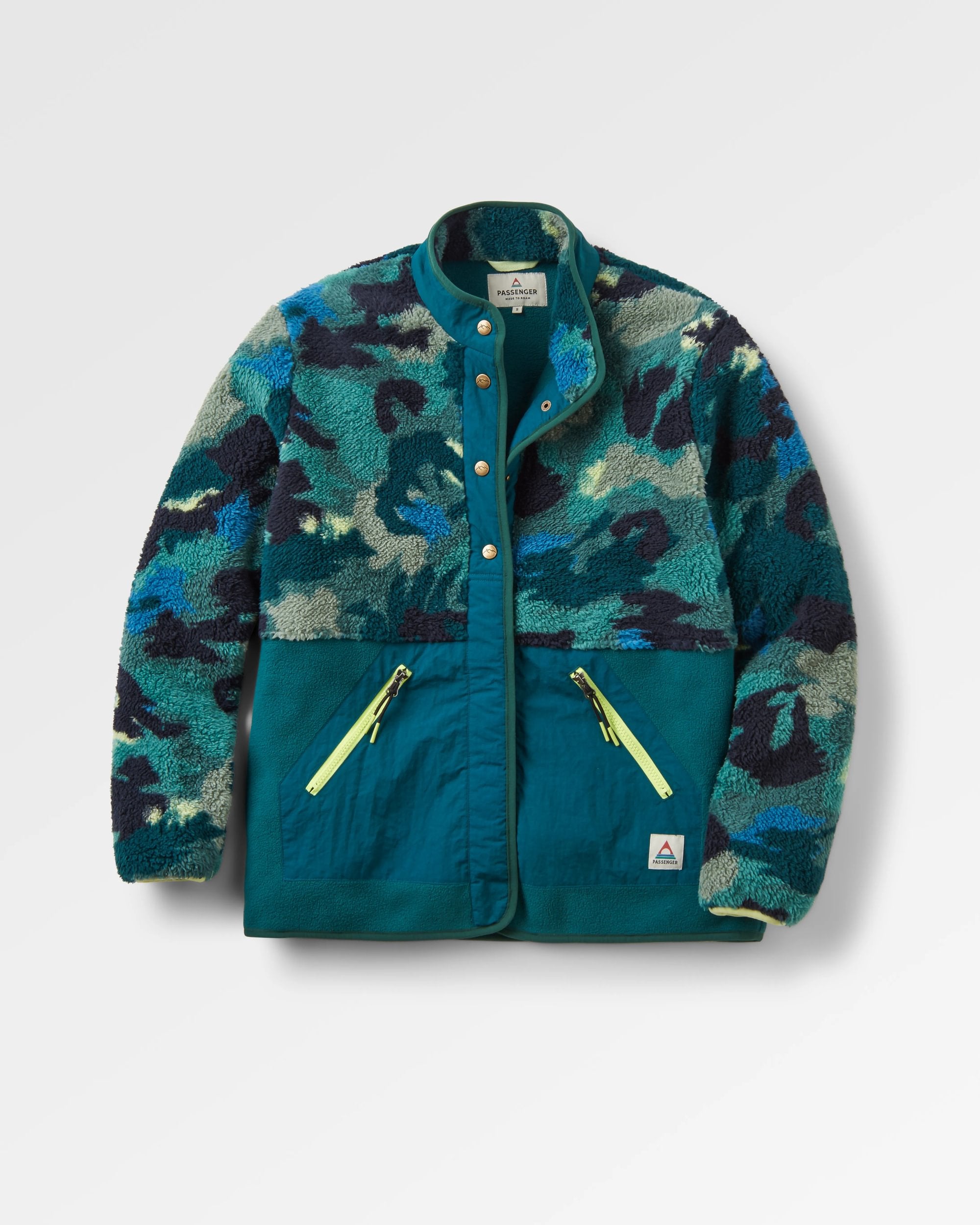 Navegado Recycled Soft-Touch Sherpa Fleece - Alpine Camo Rain Forest - Flatlay