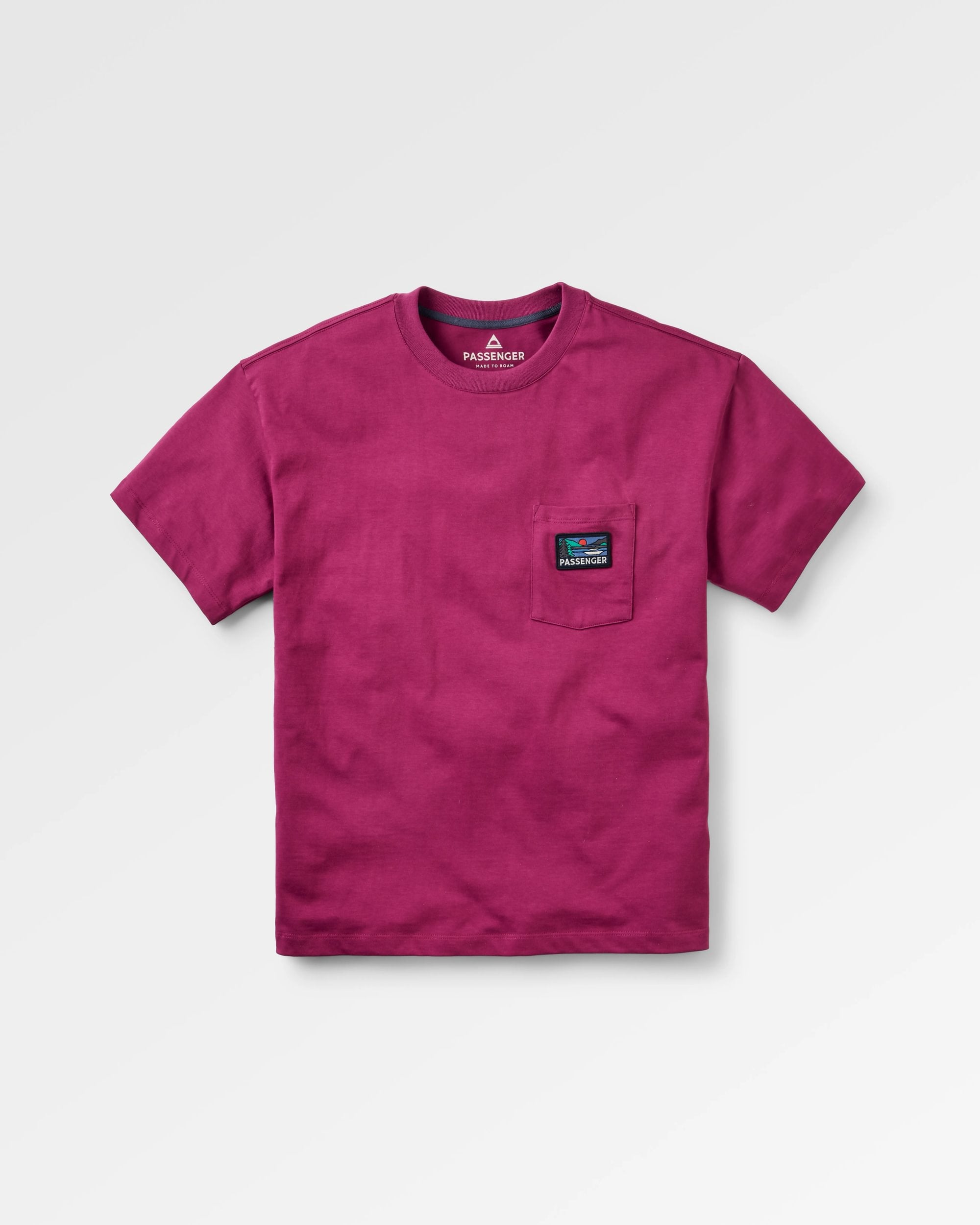 Roamer Patch Relaxed Fit T-Shirt - Warm Berry - Flatlay