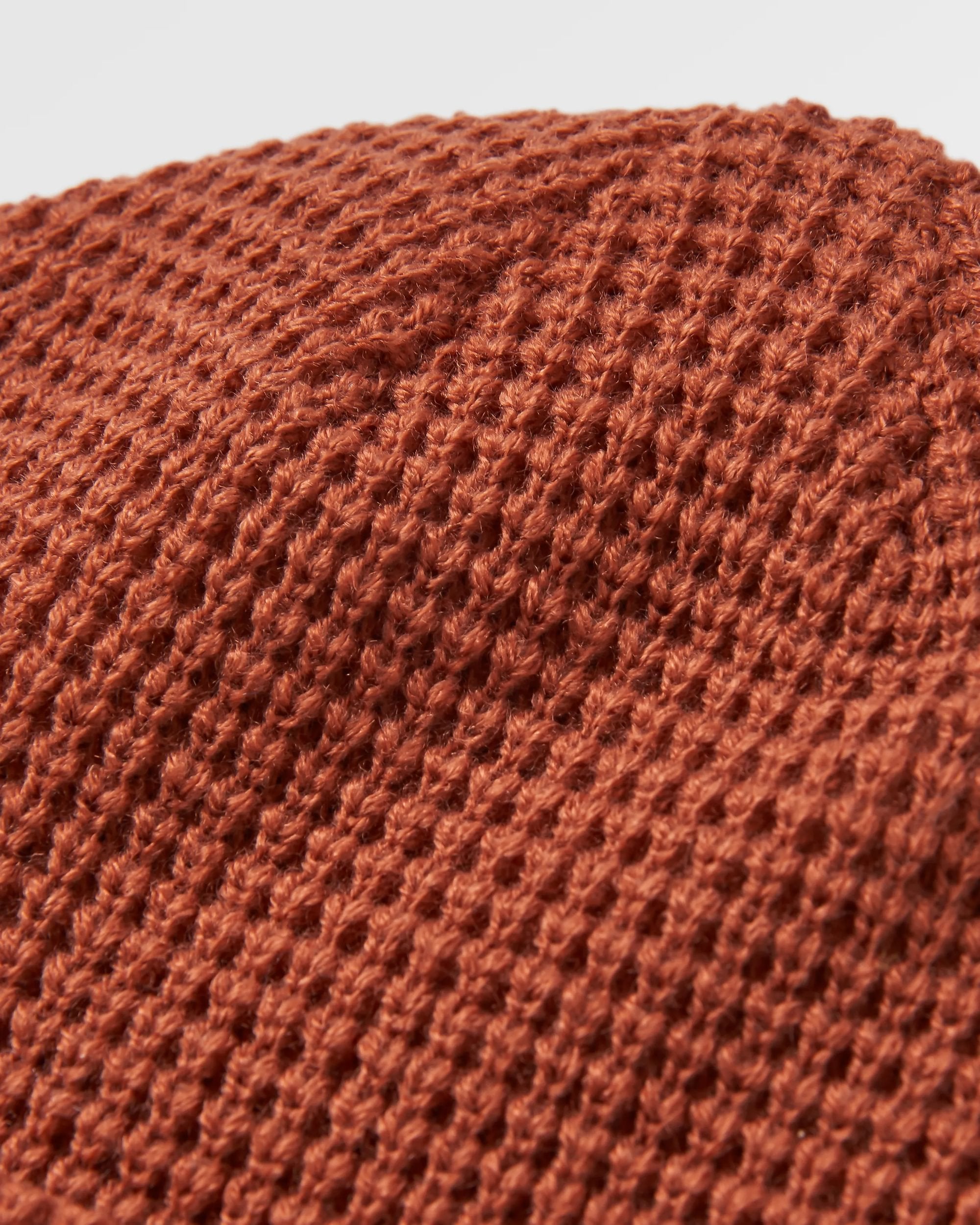 Moss Double Layer Recycled Waffle Beanie - Baked Clay - Flatlay