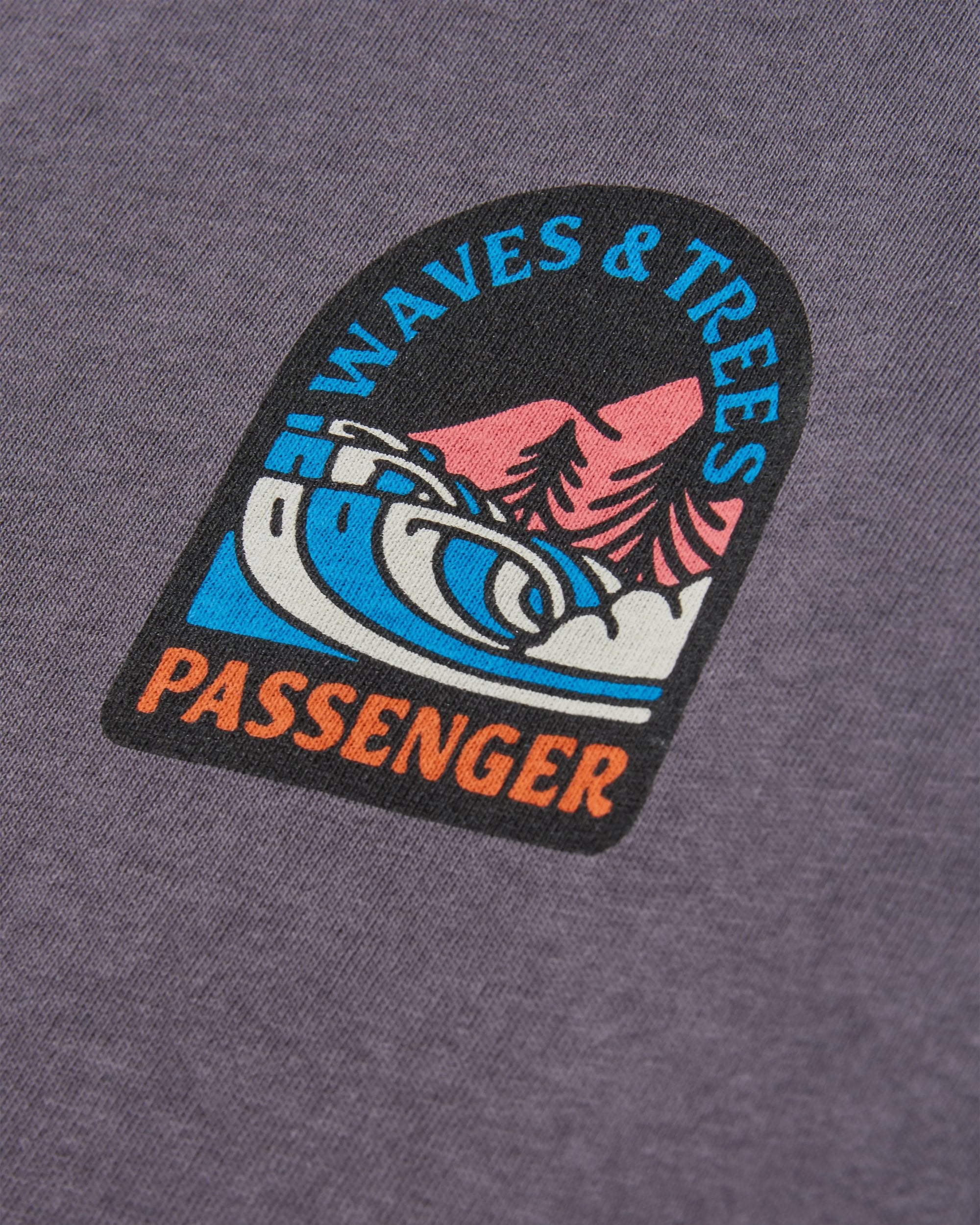 Waves & Trees Recycled LS T-Shirt - Charcoal - Flatlay