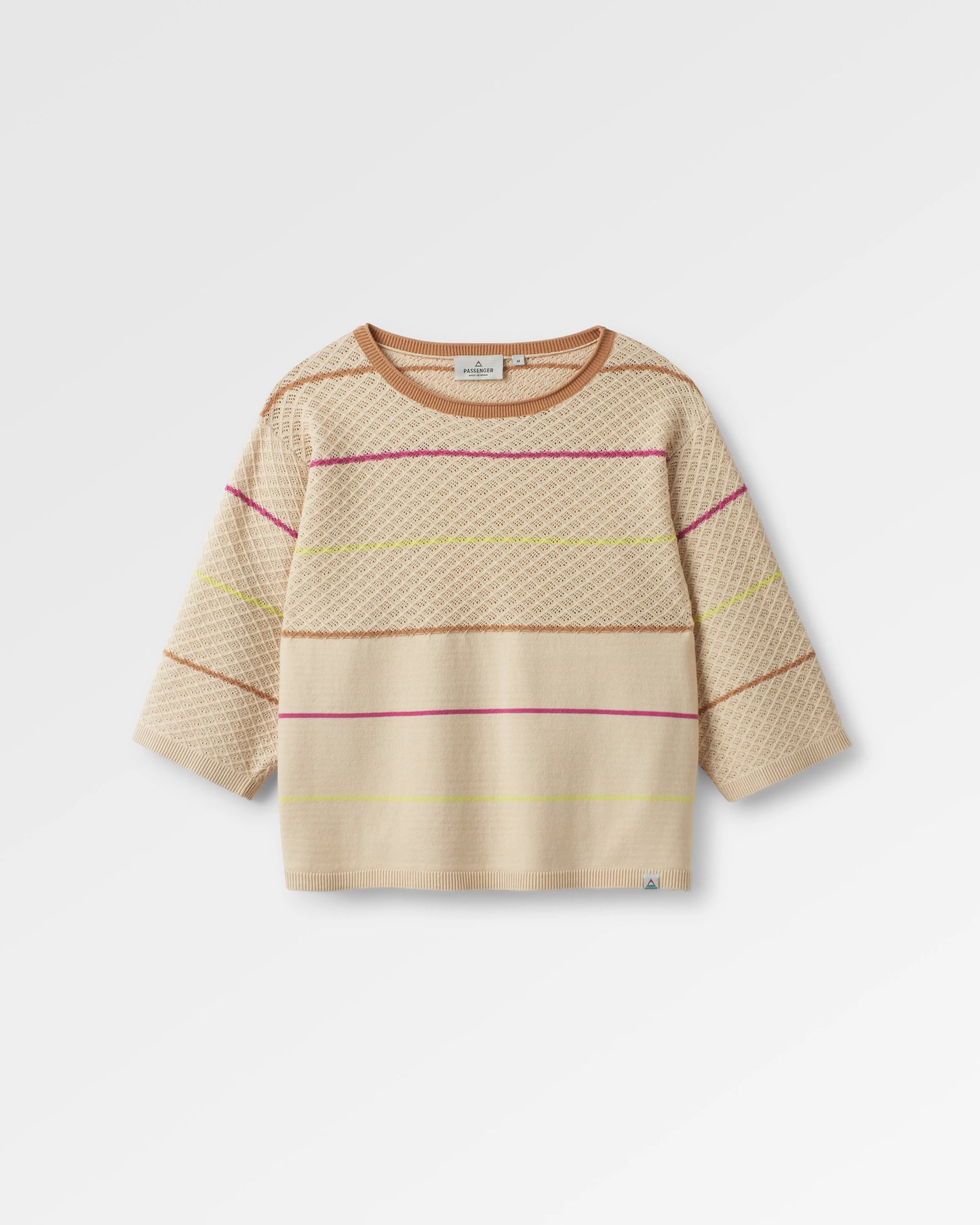 Migrate Organic Knitted Jumper - Oat Multi Stripe