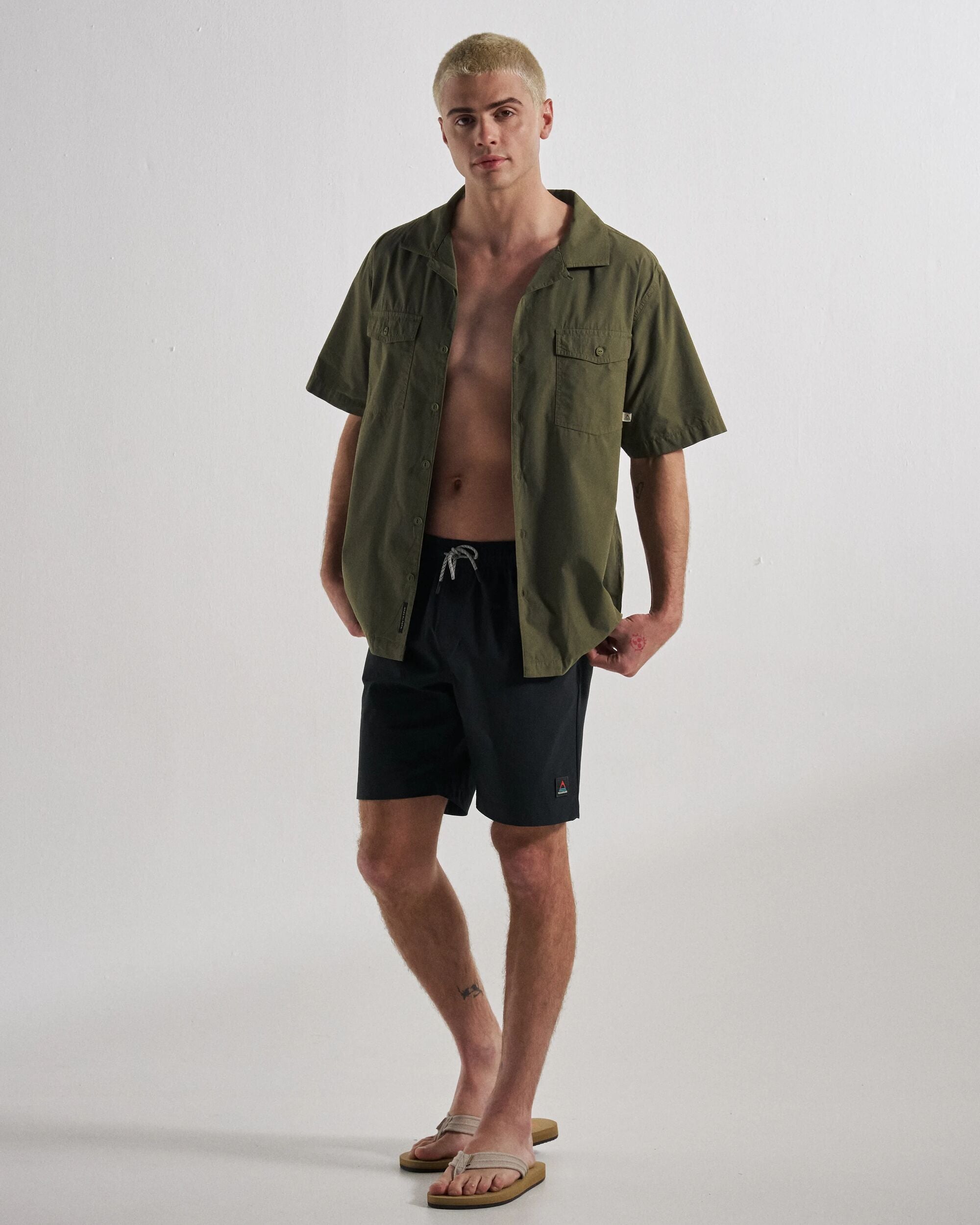 Acreage Organic Cotton Shirt - Khaki - Studio Model