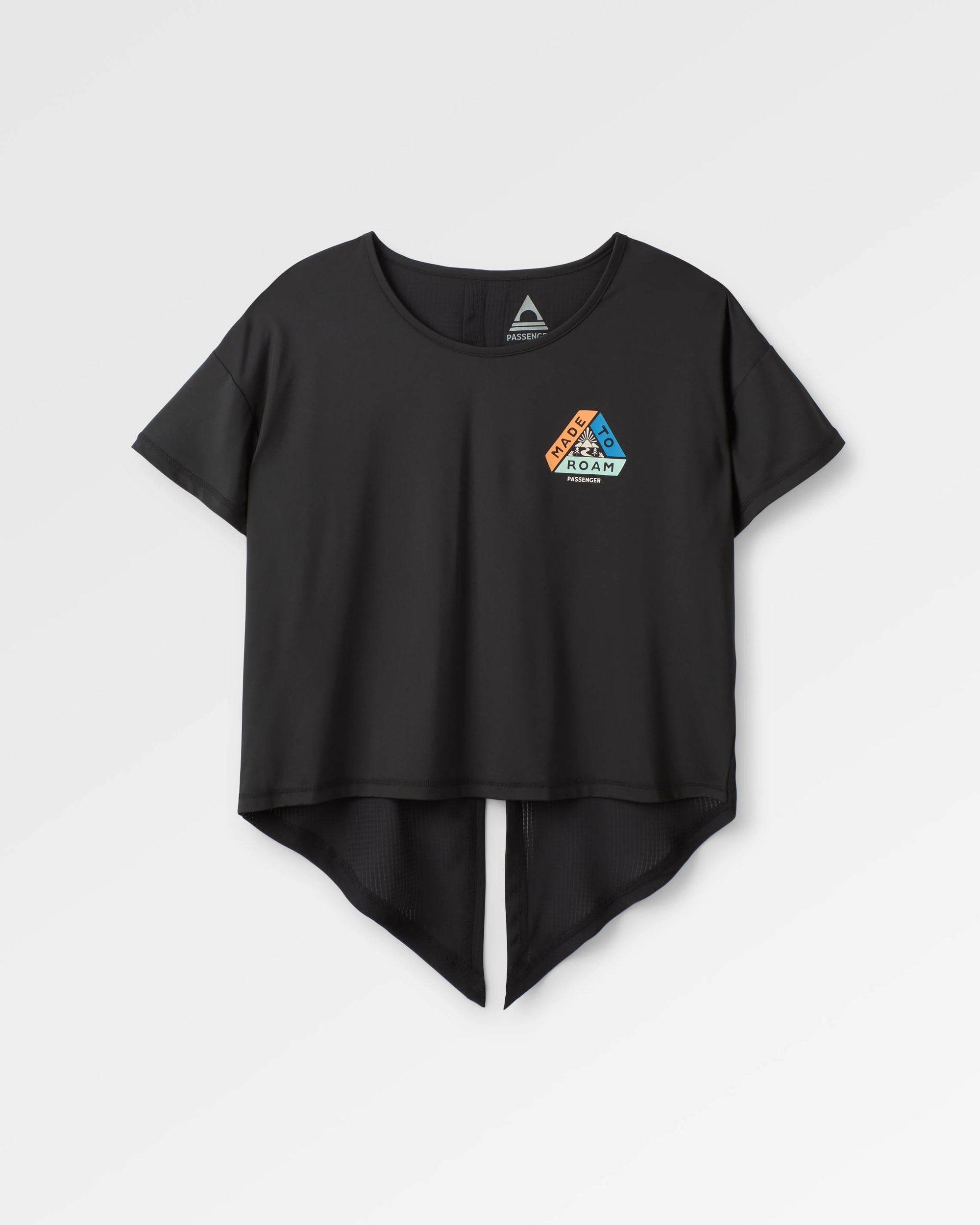 Chakra Tie Back Active Recycled T-Shirt - Black - Flatlay