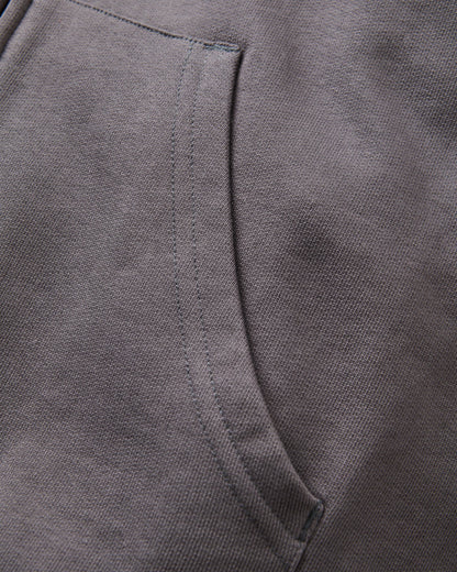 Tall Pines Full Zip Recycled Cotton Hoodie - Charcoal - Flatlay