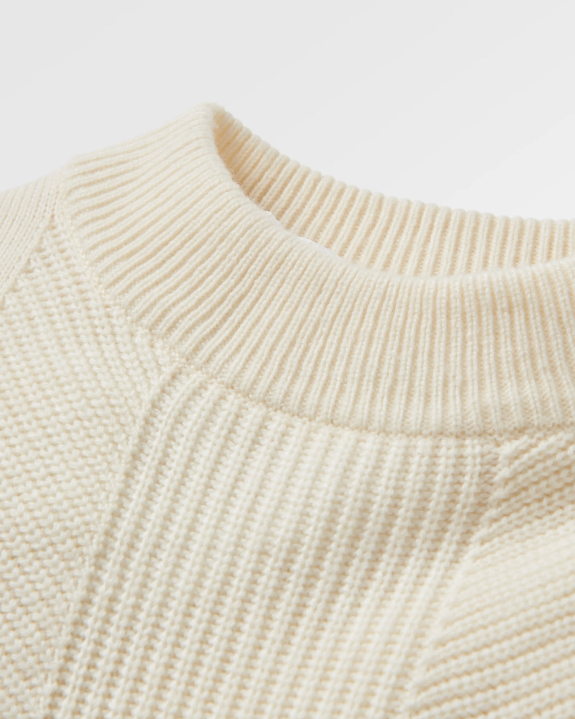 Hideout Oversized Recycled Knitted Jumper - Off White - Flatlay