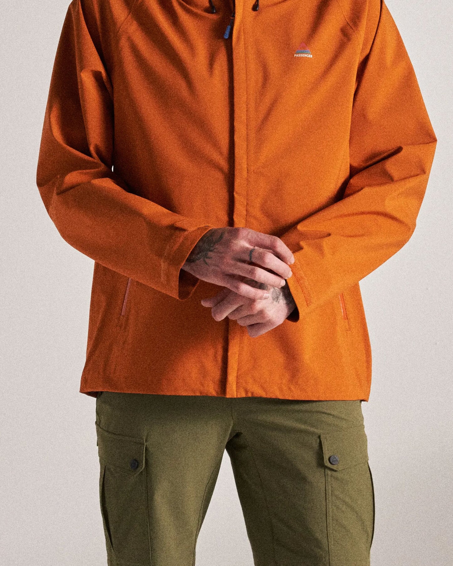 Five Season Recycled Waterproof Jacket - Sunset Orange - Studio Model
