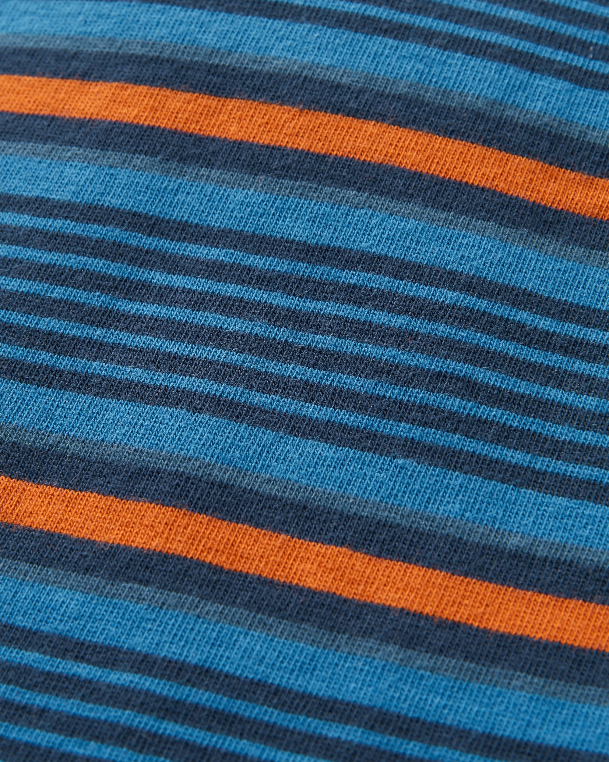 Retro Recycled Cotton Relaxed Fit T-Shirt - Azure Blue Multi Stripe - Flatlay