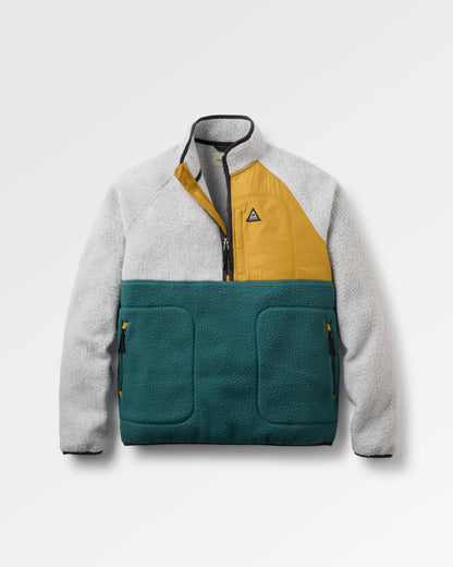Offgrid 1/2 Zip Sherpa Fleece - Grey Marl/Deep Ocean - Flatlay