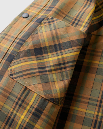 Fogline Overshirt - Toffee/Dusty Olive Check - Flatlay